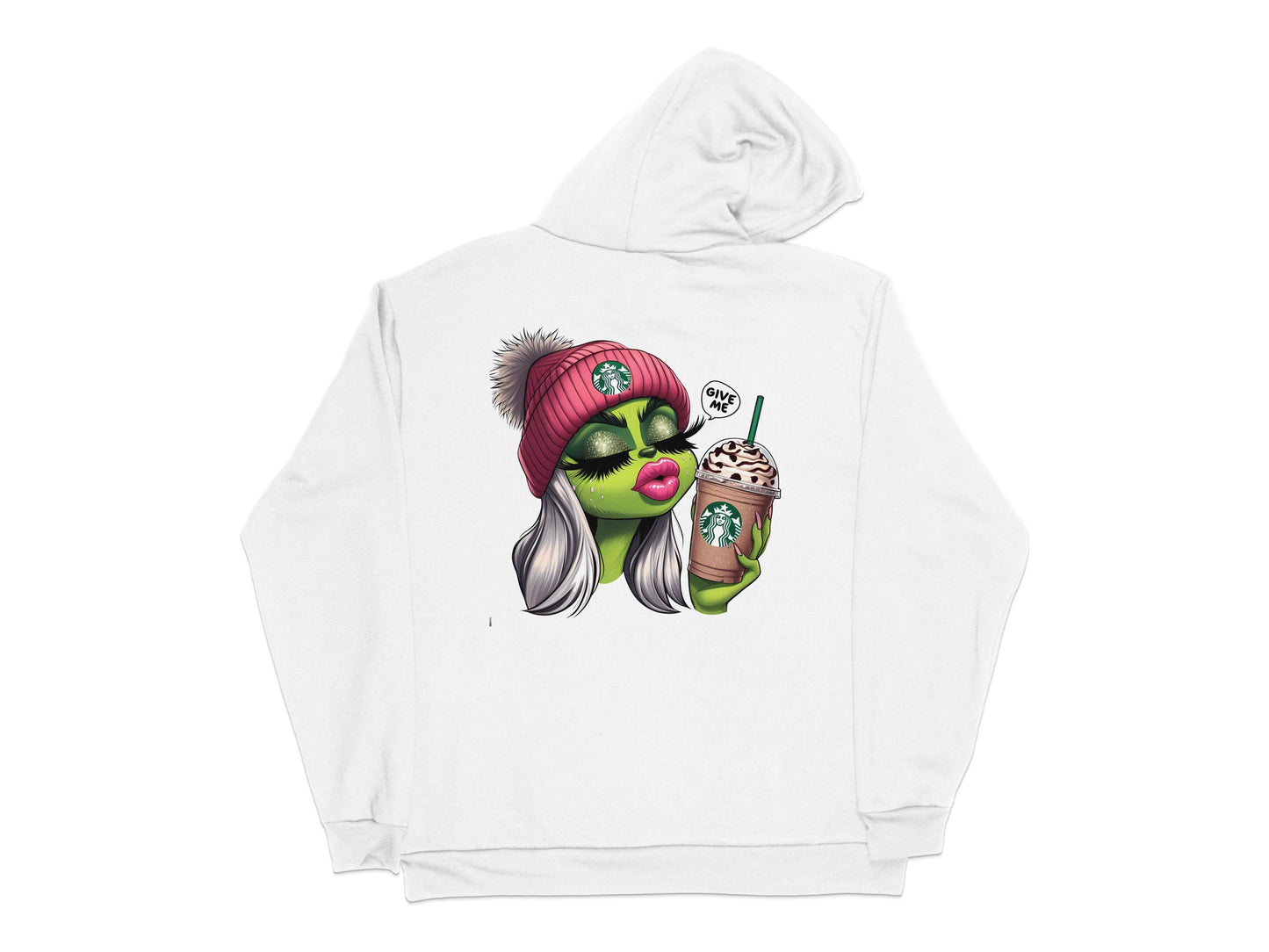 Zombie Girl Graphic Hoodie, Coffee Lover Winter Apparel, Unique Illustrated Sweatshirt, Trendy Winter Fashion