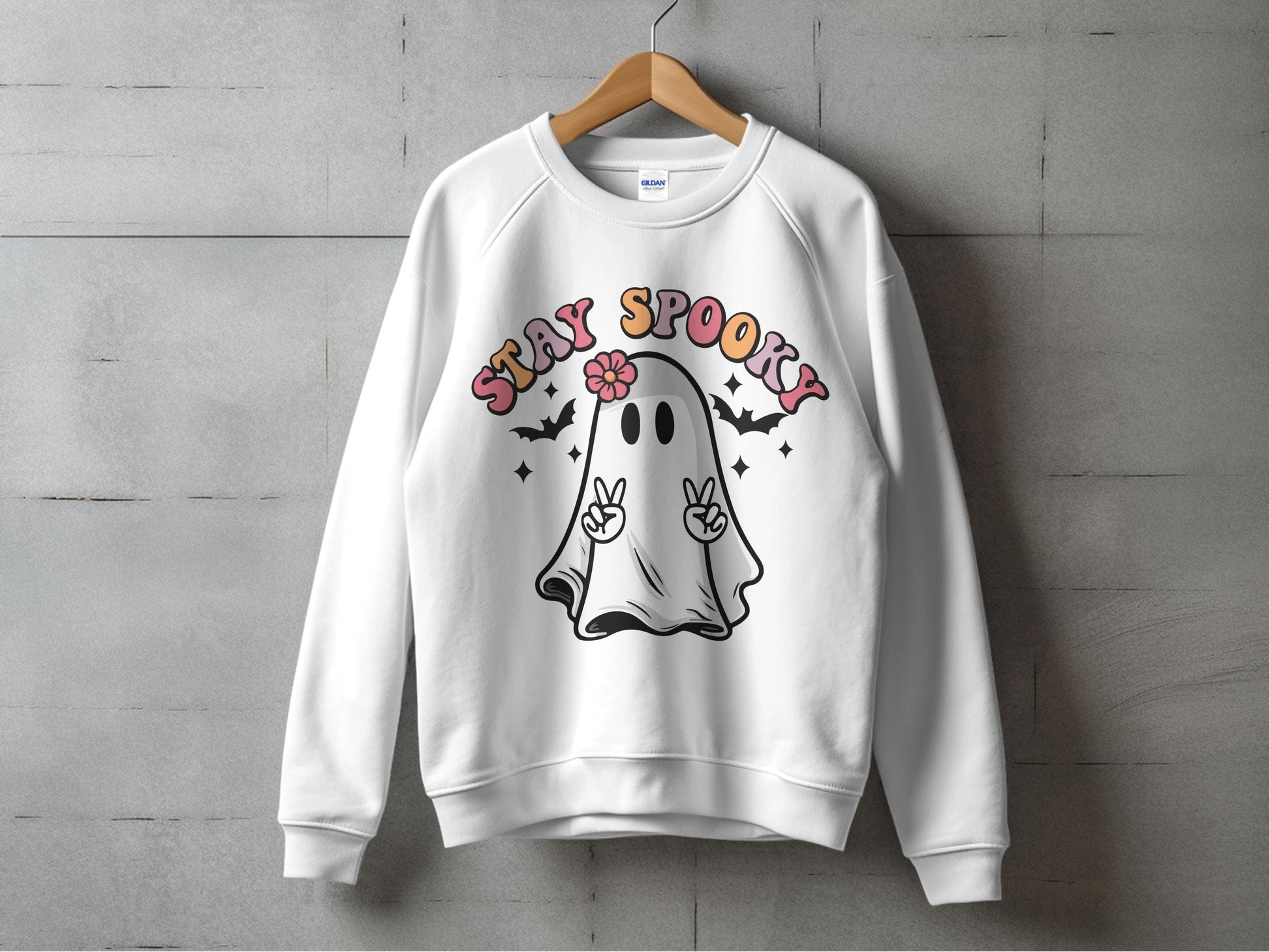 Stay Spooky Ghost Sweatshirt, Cute Ghost Graphic, Halloween Pullover, Fall Casual Apparel, Unisex Ghost Sweater, Spooky Season Gear