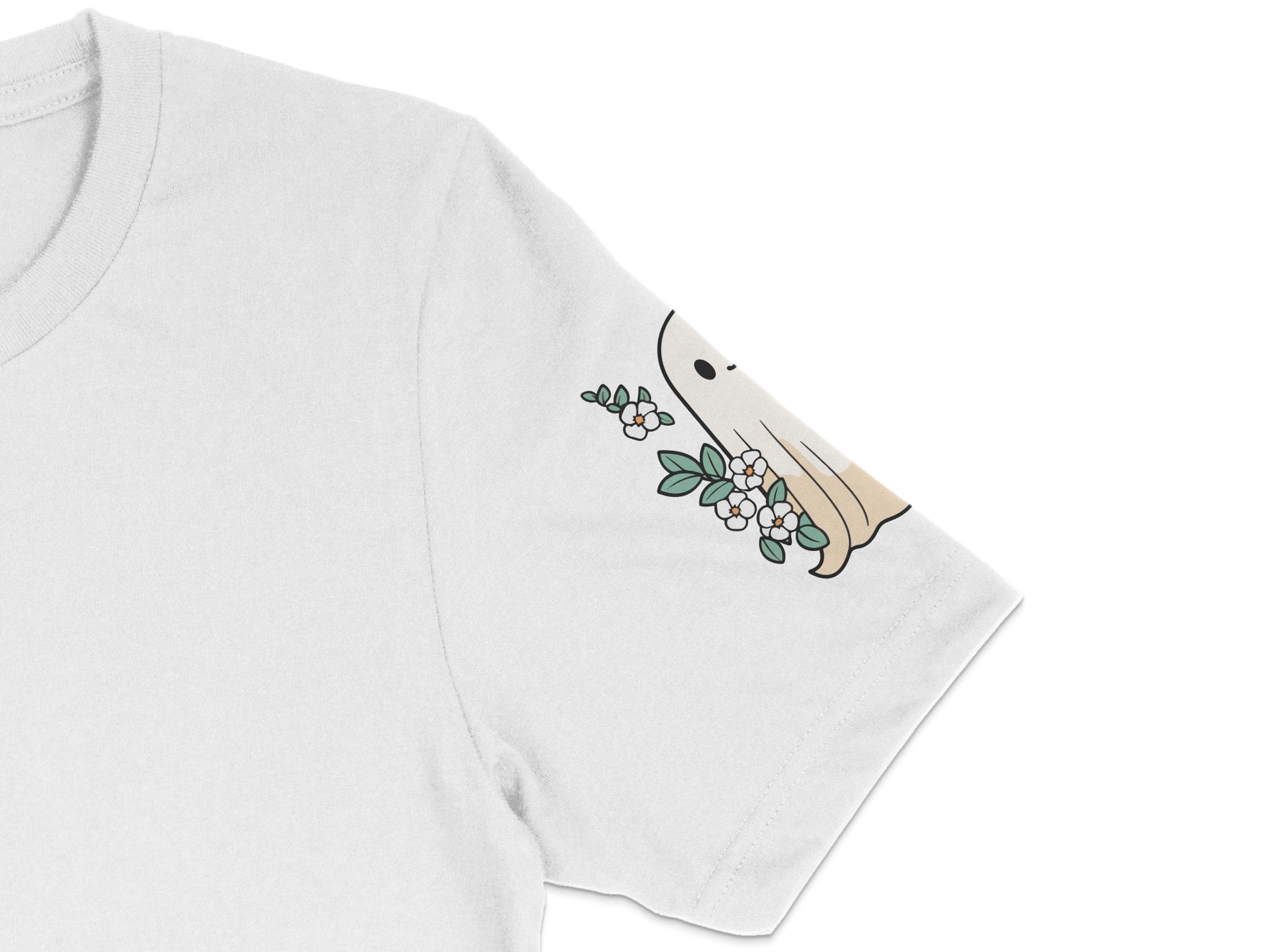 Women's White T-Shirt with Cute Floral Dog Design, Soft Cotton Tee, Casual Summer Fashion