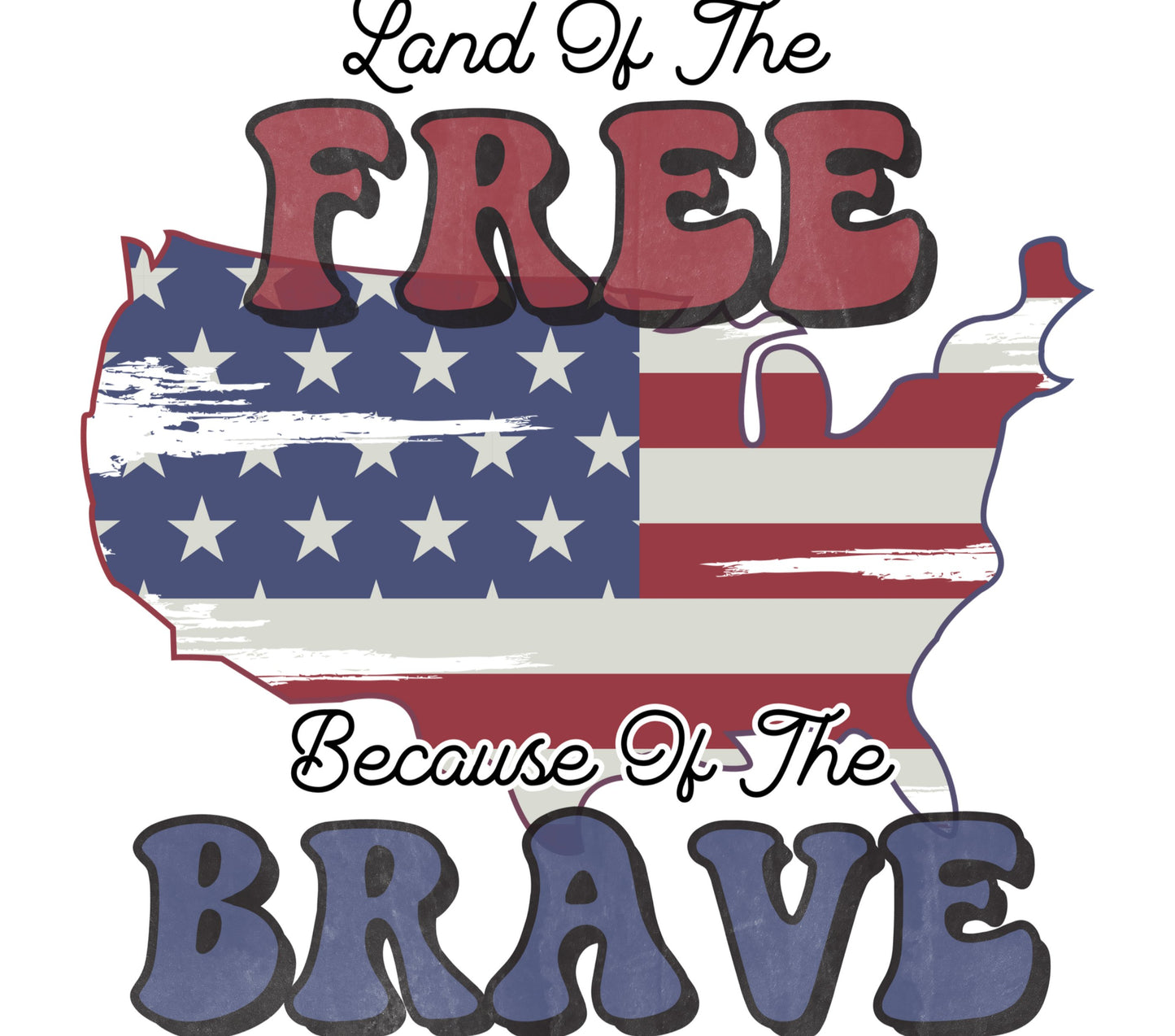 Patriotic USA Map Wall Art, Land of the Free Home Decor, American Flag Colors, Distressed Style Graphic, Veterans Day Gift