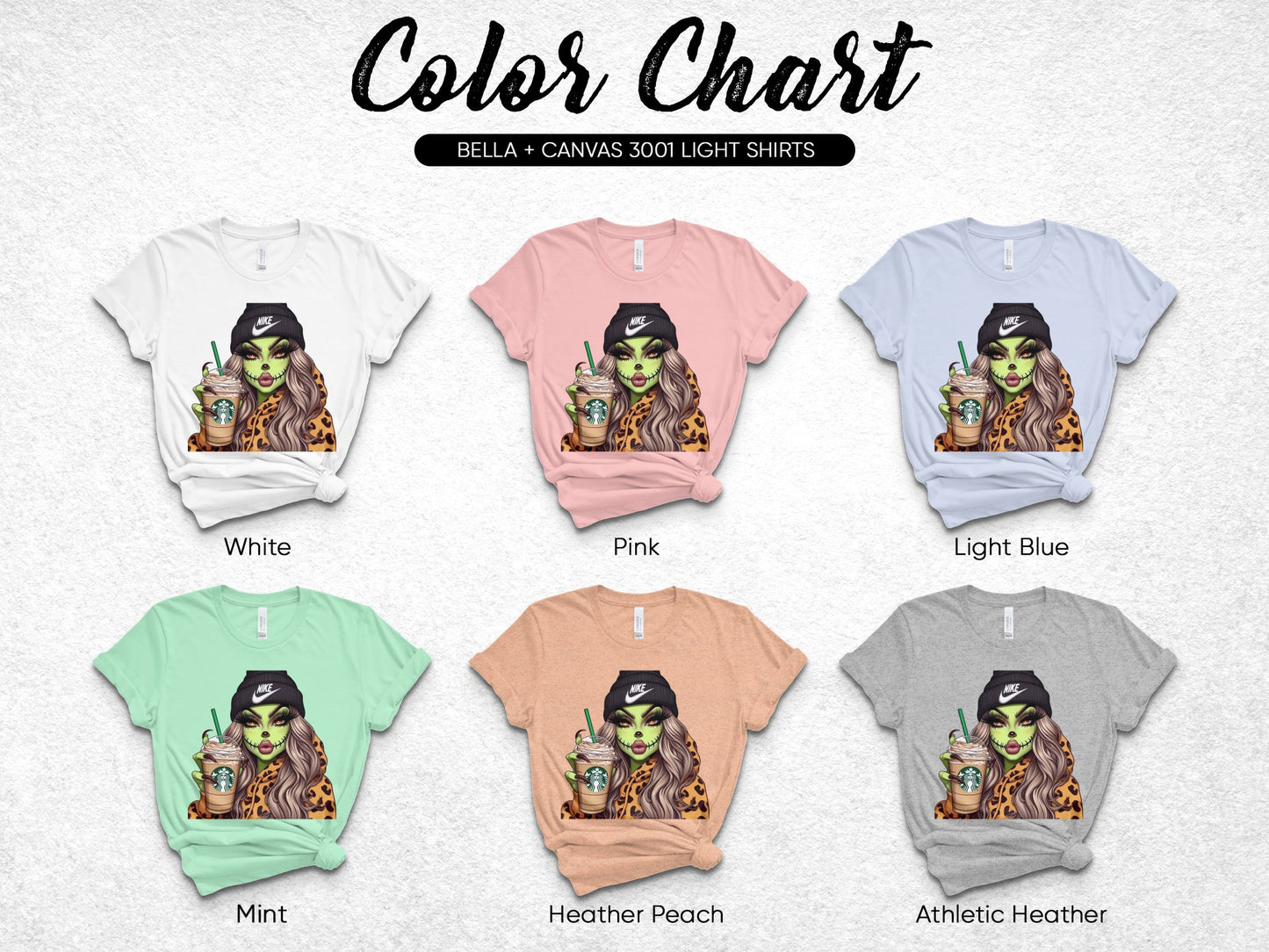 Women's Graphic T-Shirts Bella Canvas 3001, Trendy Light Colors, White Pink Blue Green, Casual Fashion Tops