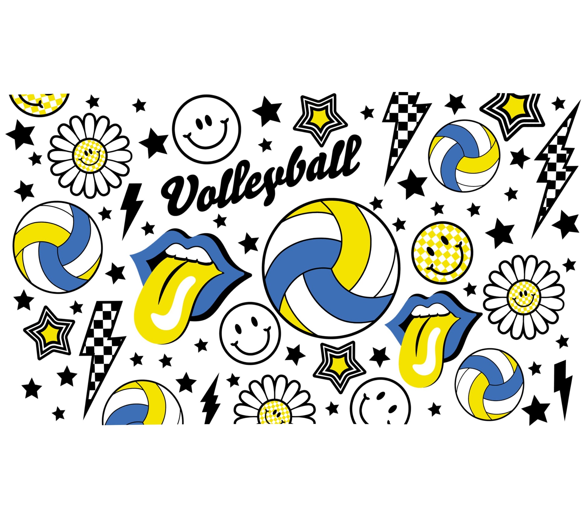 Colorful Volleyball Themed Stickers, Sports Decals, Smiley Faces, Stars, Flowers, Fun Patterns for Laptops and Scrapbooking