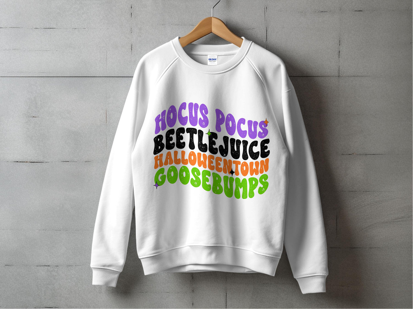 Hocus Pocus Beetlejuice Halloween Town Goosebumps Inspired Sweatshirt, Unisex Pullover, Spooky Movie Theme Apparel