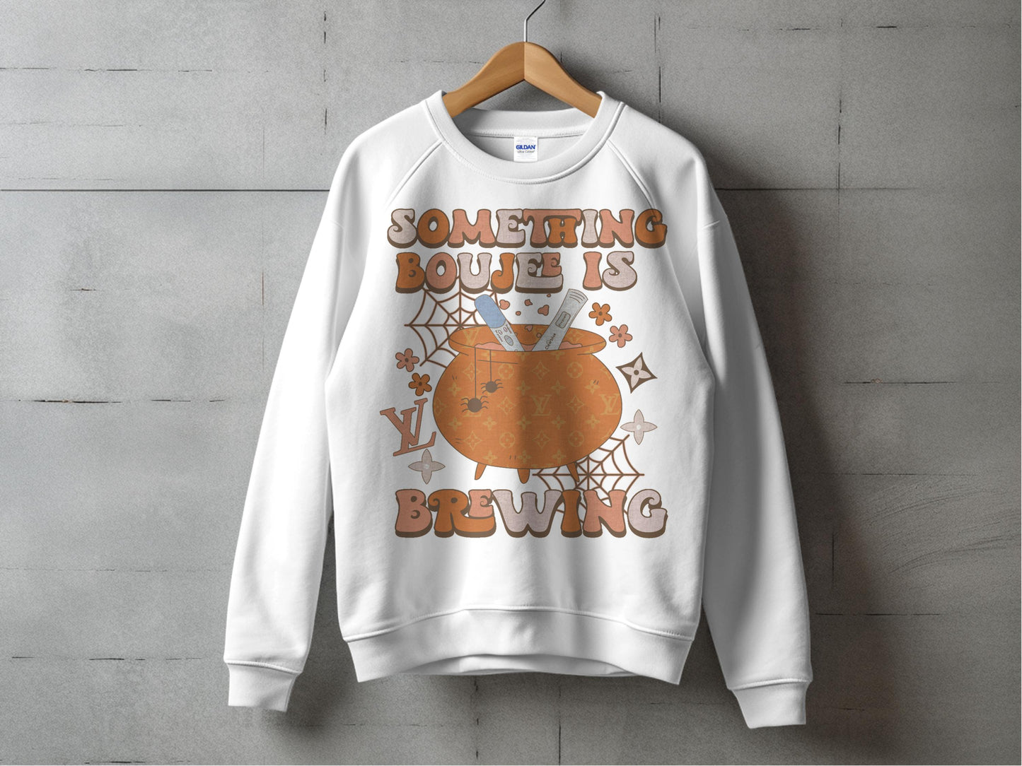 Halloween Sweatshirt Something Wicked Brewing Witch Cauldron Fall Graphic Unisex Pullover