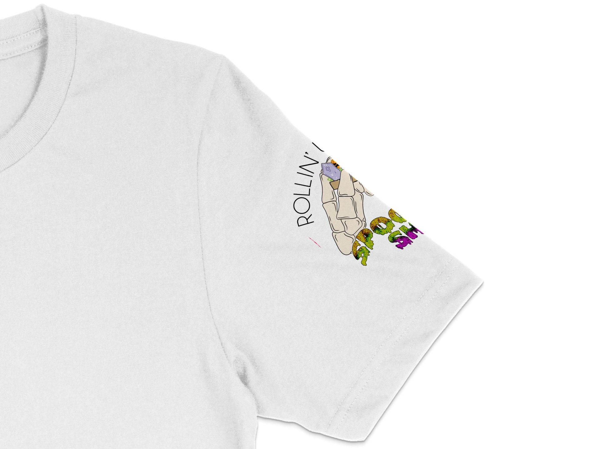 White T-Shirt with Colorful Roller Skate Graphic, Casual Short Sleeve Tee Shirt