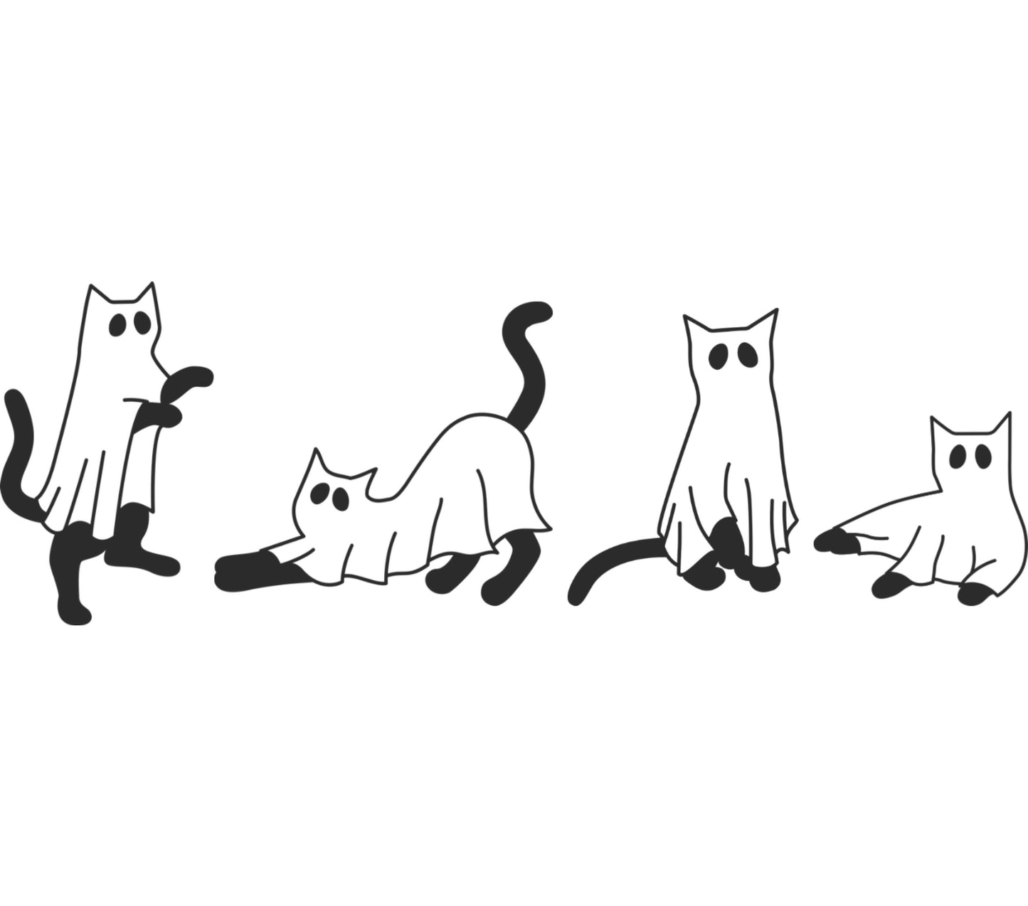 Cute Cat Sticker Set, Minimalist Black and White Feline Decals, Playful Cartoon Cat Designs for Laptops and Notebooks