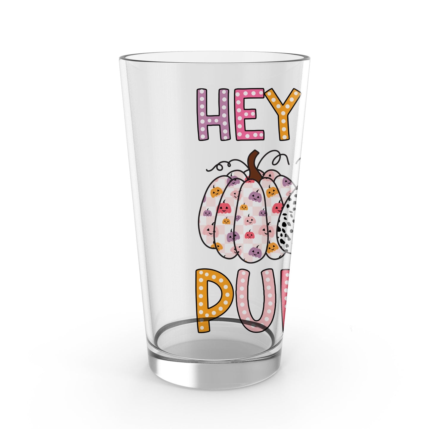 Hey Pumpkin Cute Fall Glass, Autumn Harvest Drinking Cup, Halloween Decorative Glassware, Thanksgiving Table Decor