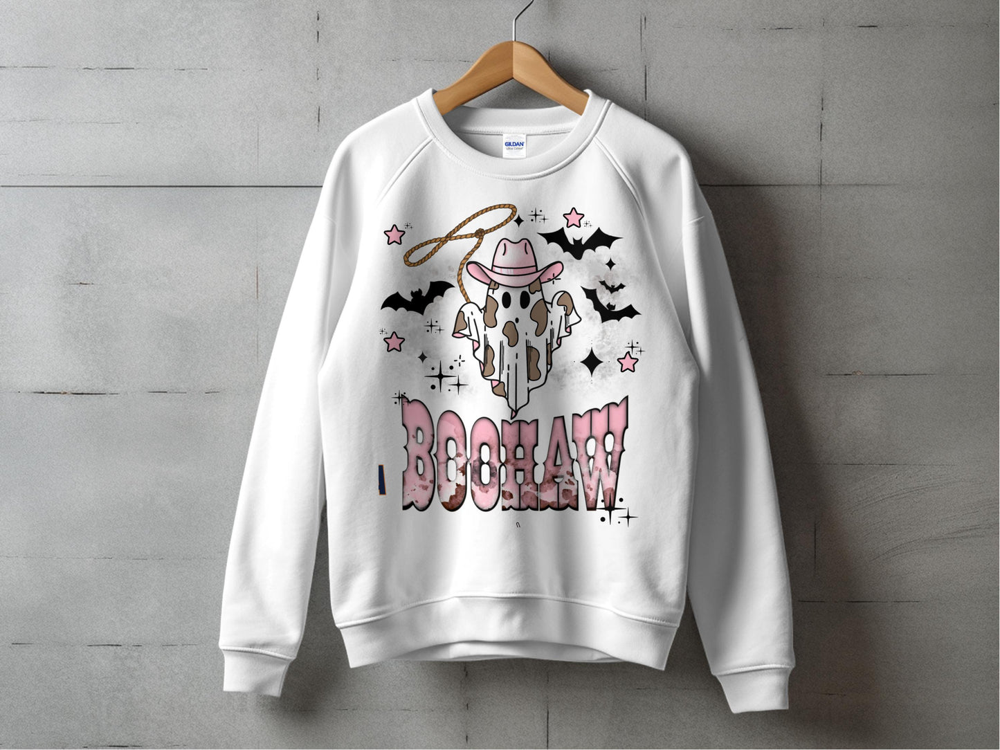 Cowgirl Themed Sweatshirt, Western Style Pullover, Casual Women's Apparel, Graphic Sweater with Cowboy Boots and Hat Design