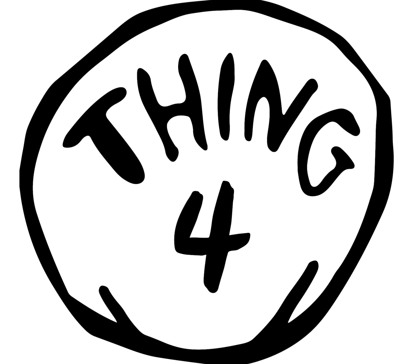 Thing 4 Circle Badge Graphic, Black and White Simple Art, Minimalist Circle Design, Unique Round Image Artwork, Printable Wall Art