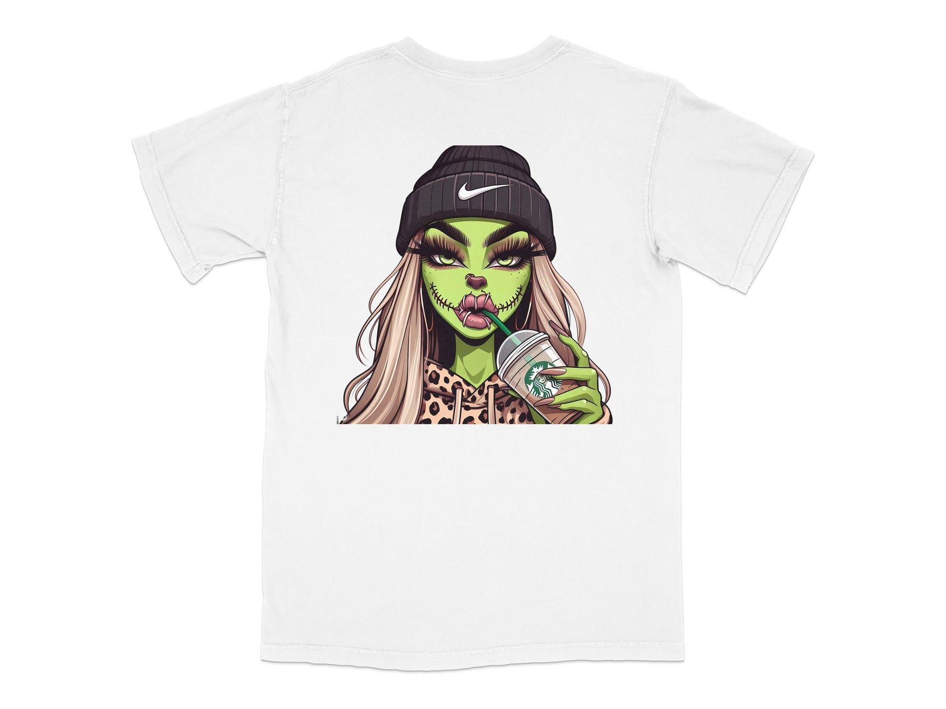 Funky Green Alien Graphic T-Shirt, Fashion Illustration, Unisex White Tee, Casual Streetwear Style, Unique Art Print Shirt