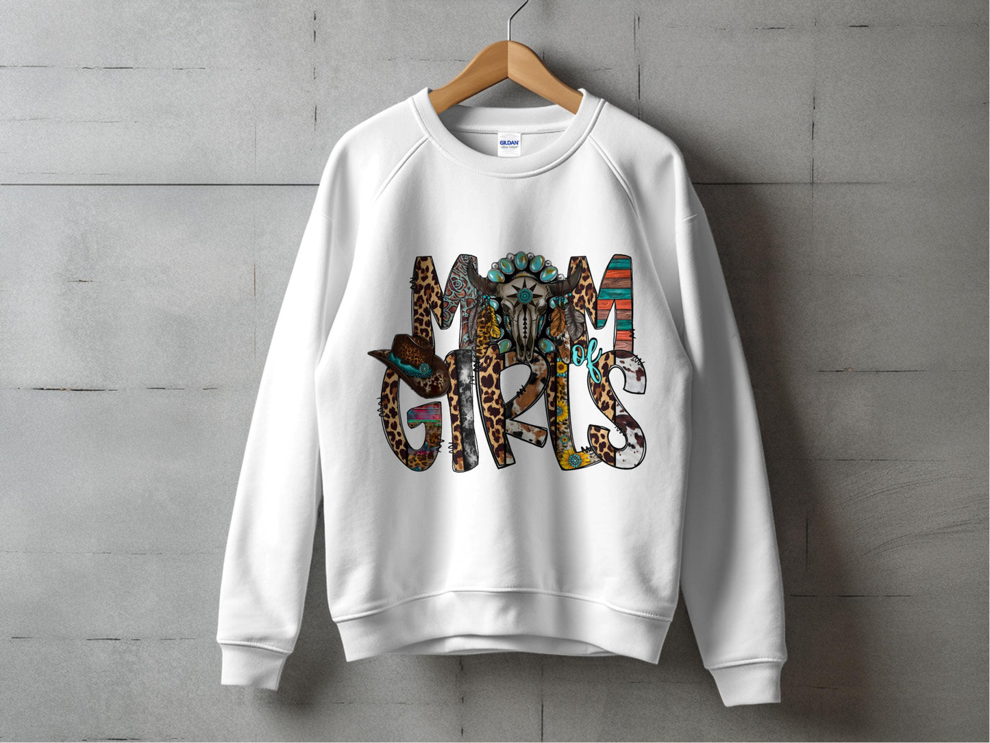Trendy 'Mama Girls' Graphic Sweatshirt, Leopard and Floral Print, Women's Fashion Casual Pullover