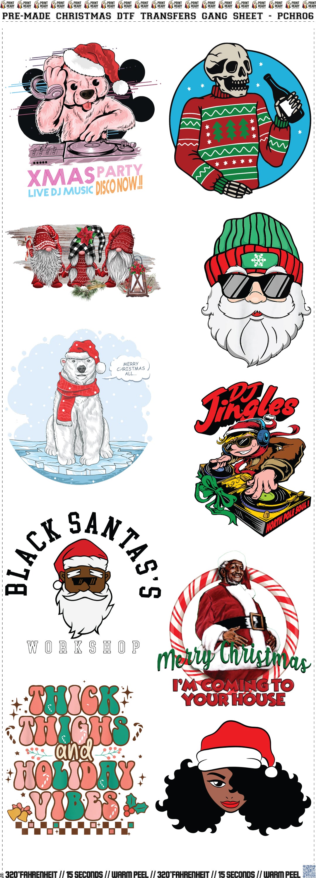 10 Designs Christmas Gang Sheet - PCHR06