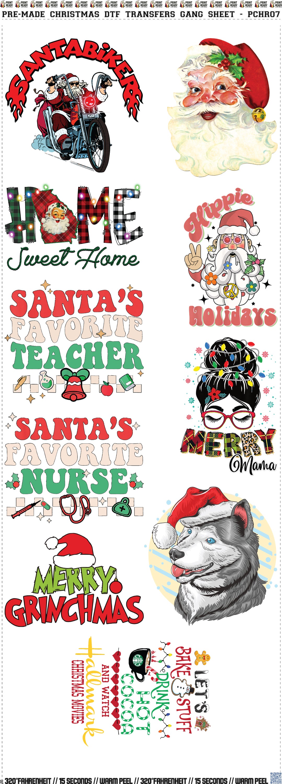 10 Designs Christmas Gang Sheet - PCHR07