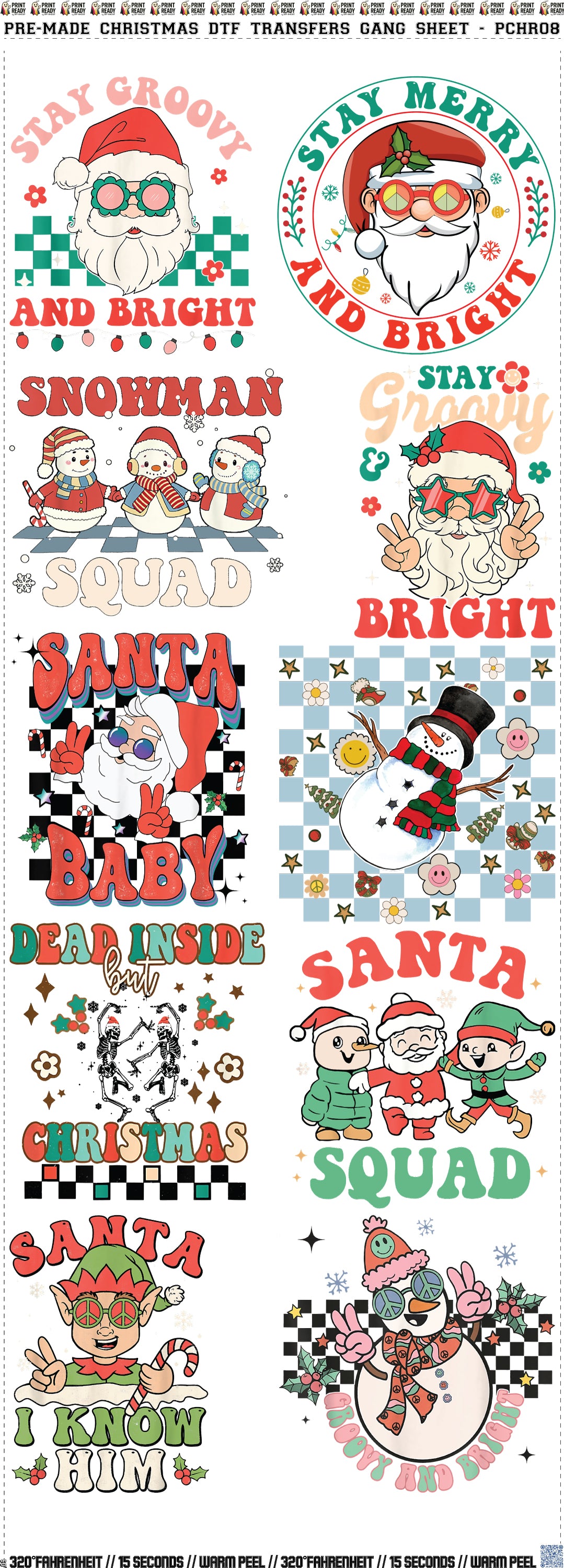 10 Designs Christmas Gang Sheet - PCHR08