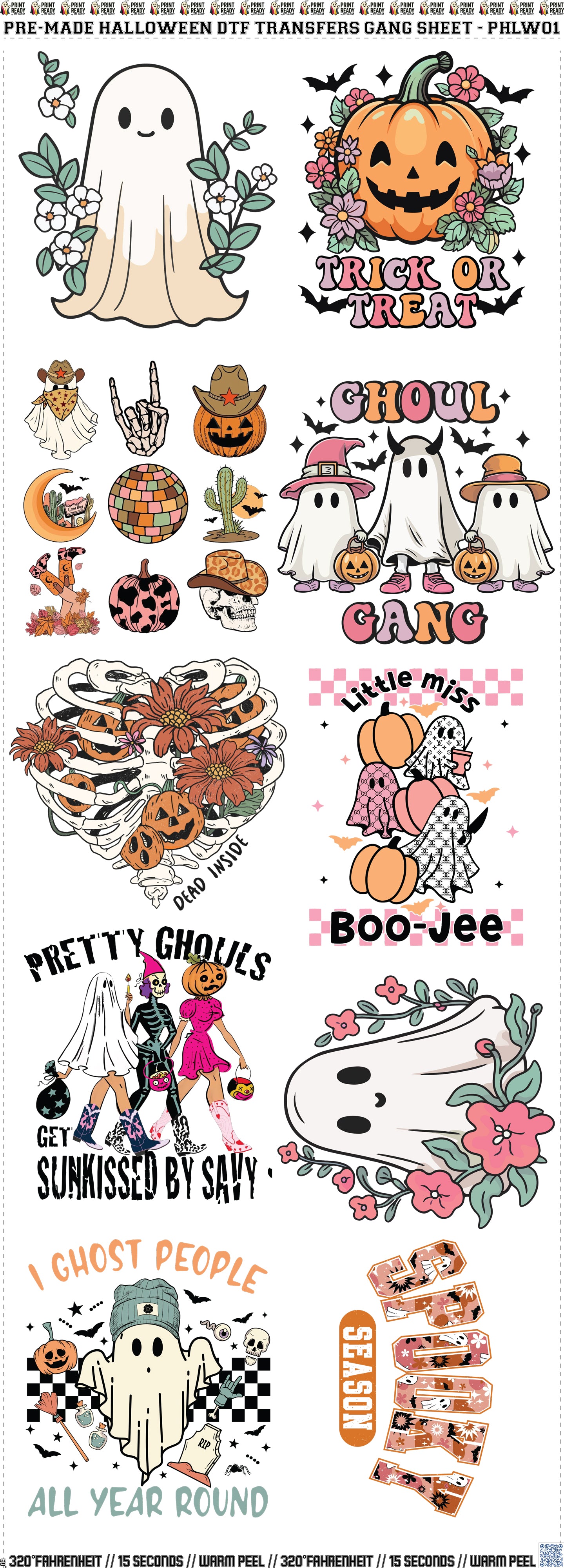 Pre-Made Halloween DTF Transfers Gang Sheet - PHLW01