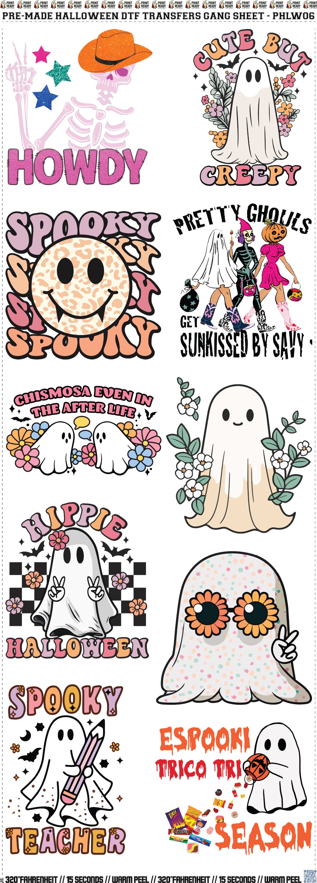 Pre-Made Halloween DTF Transfers Gang Sheet - PHLW06
