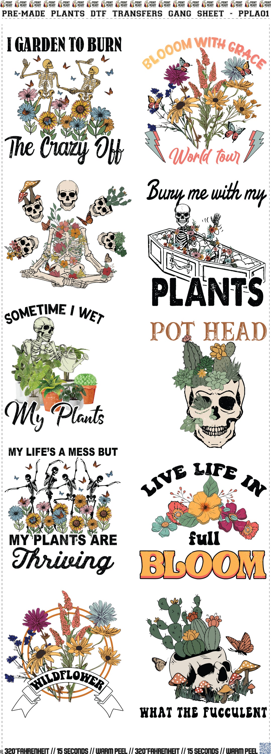 Pre-Made Plants DTF Transfers Gang Sheet - PPLA01