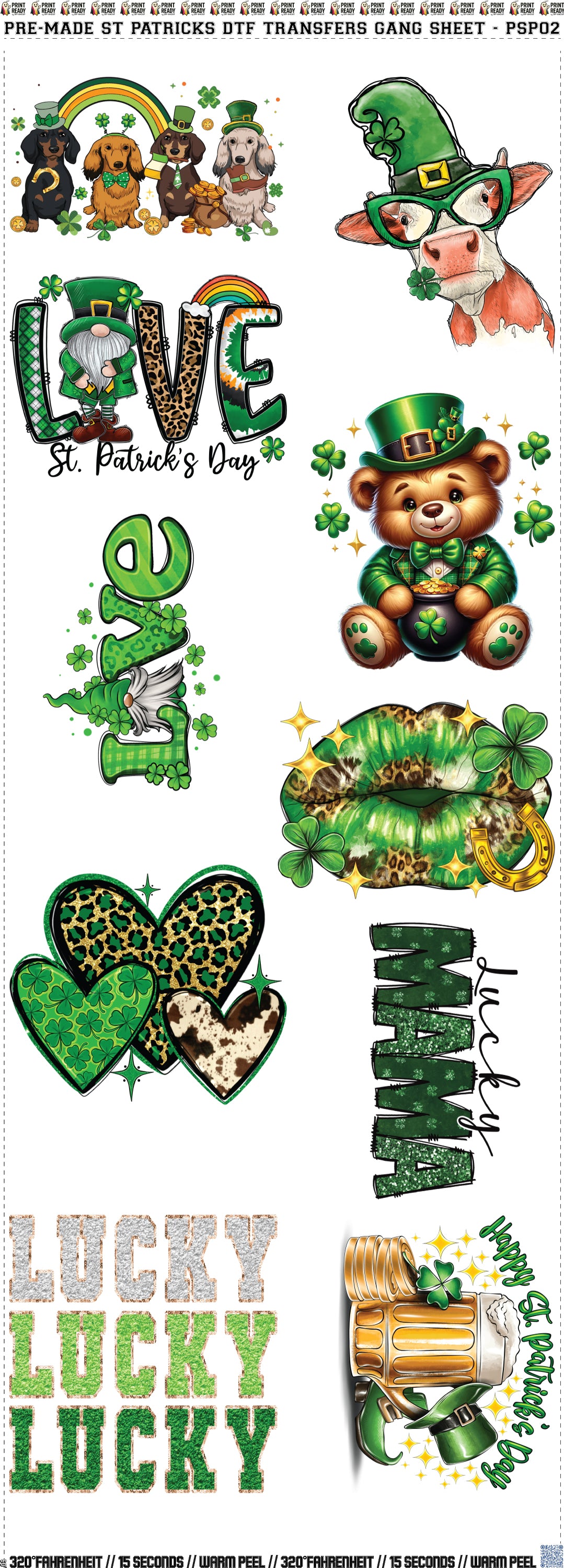 Pre-Made St. Patrick DTF Transfers Gang Sheet - PSP02