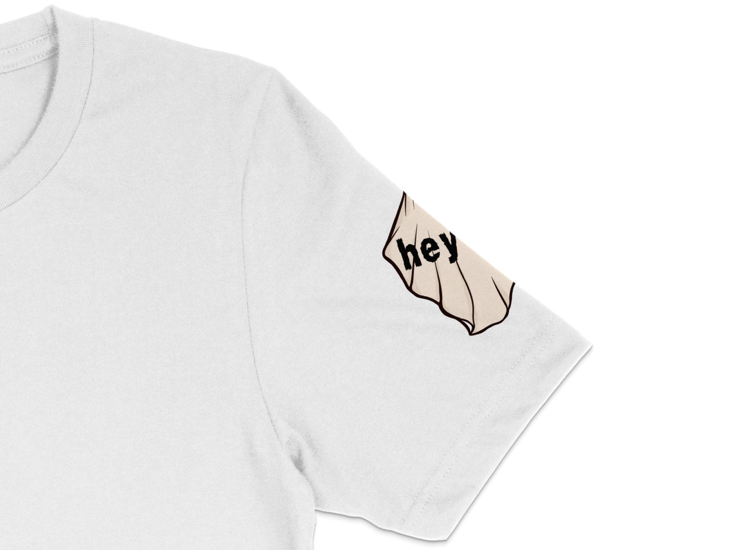 Minimalist White T-Shirt with Hey Slogan, Simple Casual Tee, Unisex Fashion Top, Soft Cotton Shirt