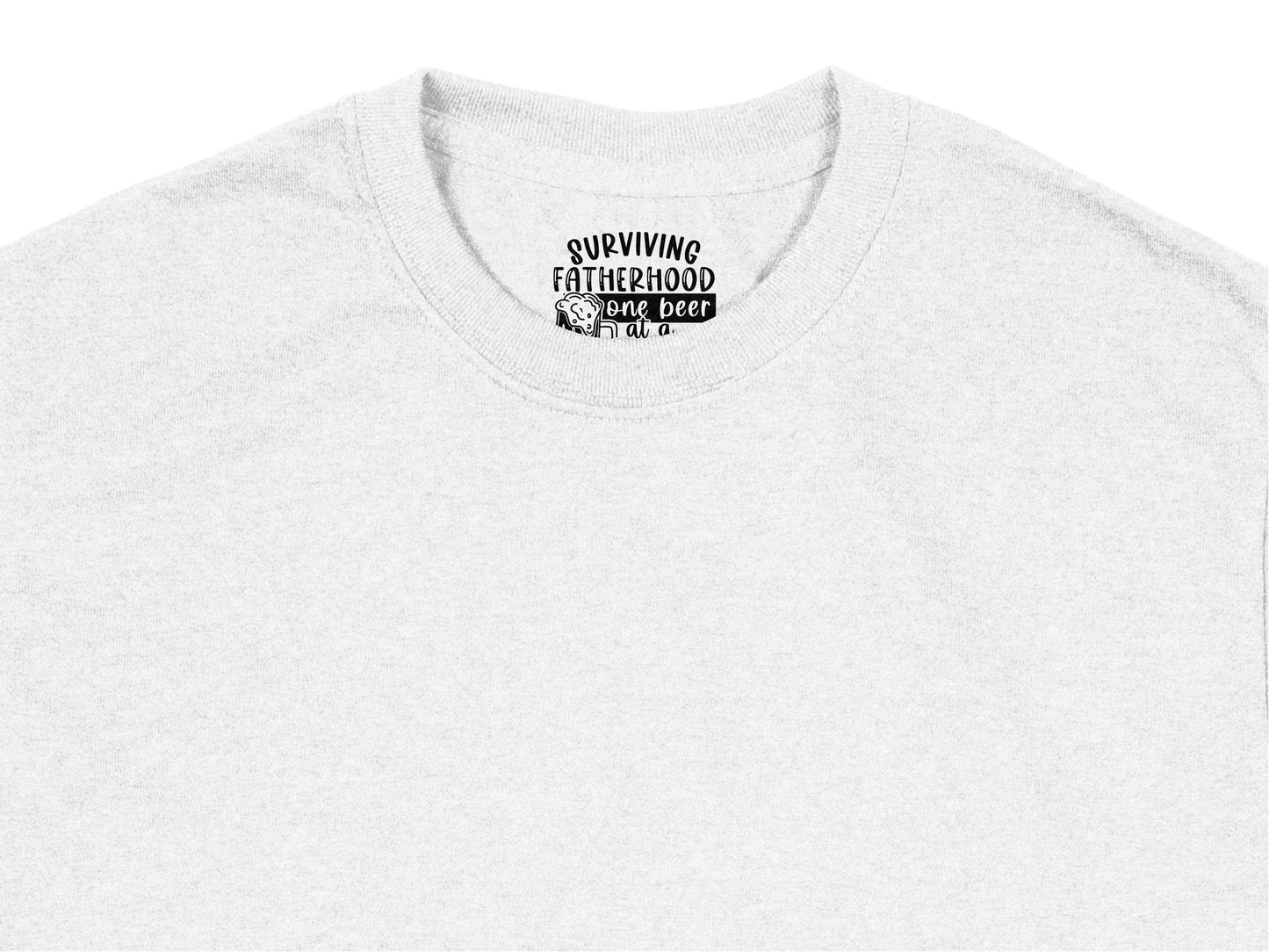 Surviving Fatherhood One Beer at a Time Funny Dad T-Shirt, Grey Cotton Tee for Fathers
