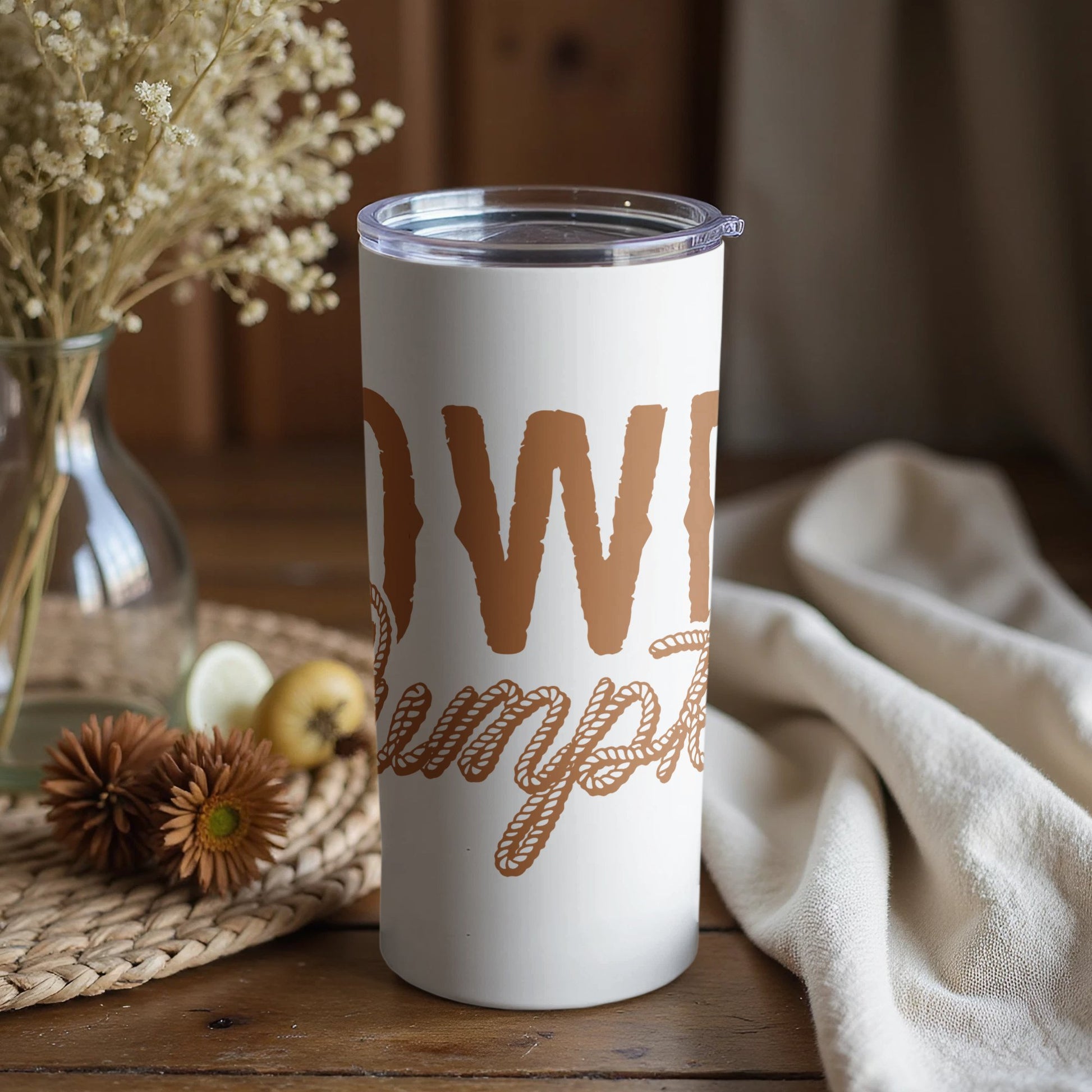 Custom White Travel Mug, DWT Glamst Script, Insulated Coffee Cup, Personalized Gift