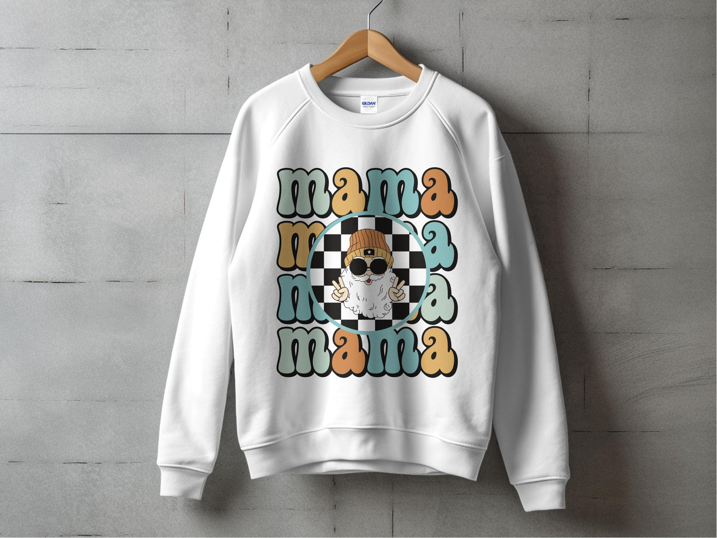 Mama Bear Plaid Print Sweatshirt, Trendy Mother's Day Gift, Cozy Women's Graphic Pullover, Casual Fashion Top