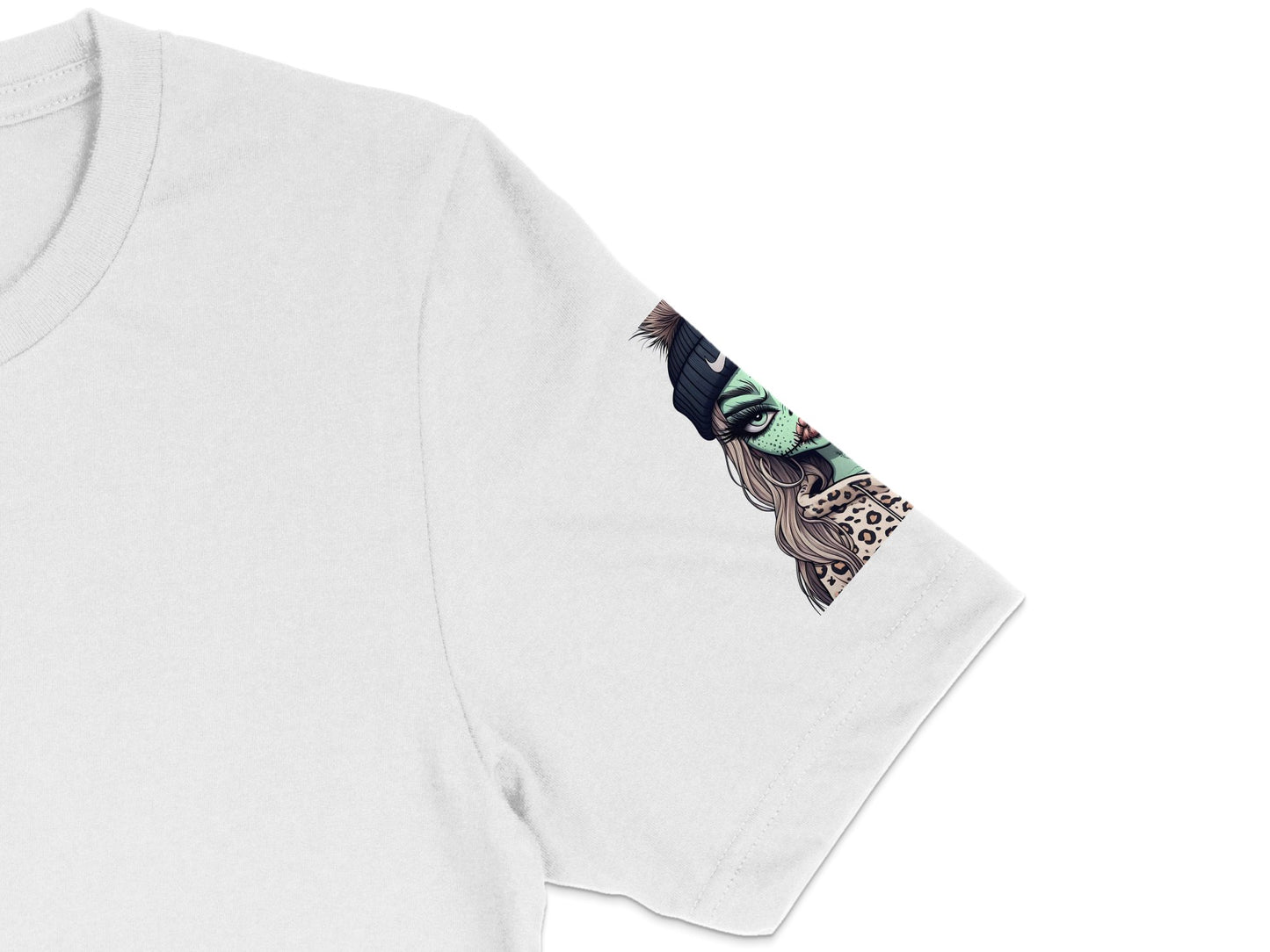 White T-Shirt with Unique Peacock Feather Print, Stylish Graphic Tee, Casual Fashion Top