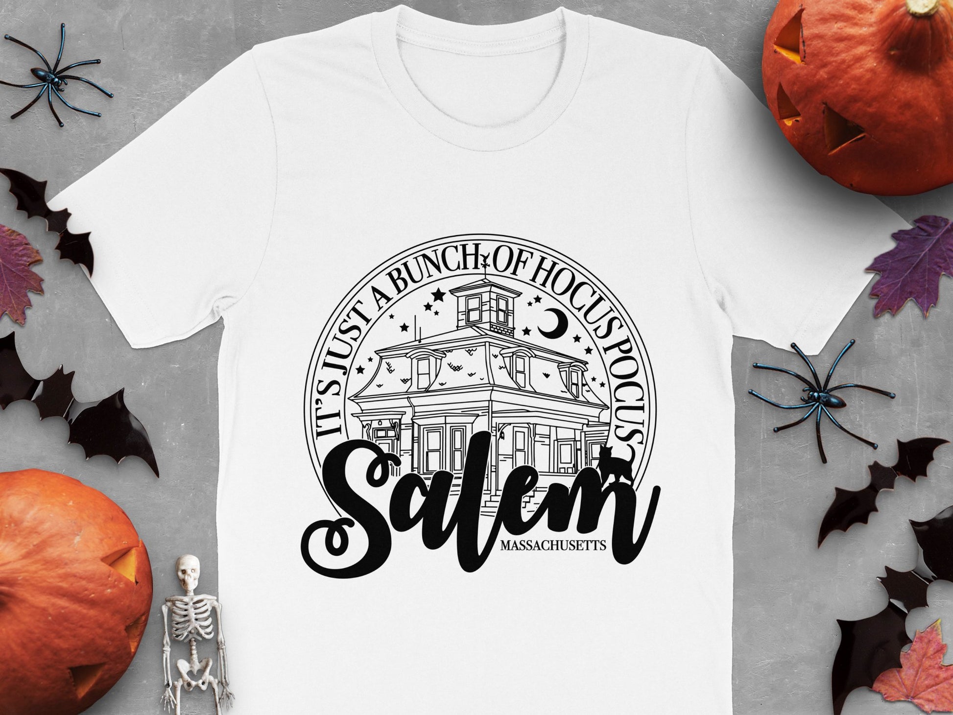Salem Massachusetts Hocus Pocus T-Shirt, Halloween Witch Tee, Spooky Graphic Shirt, Fall Festival Apparel