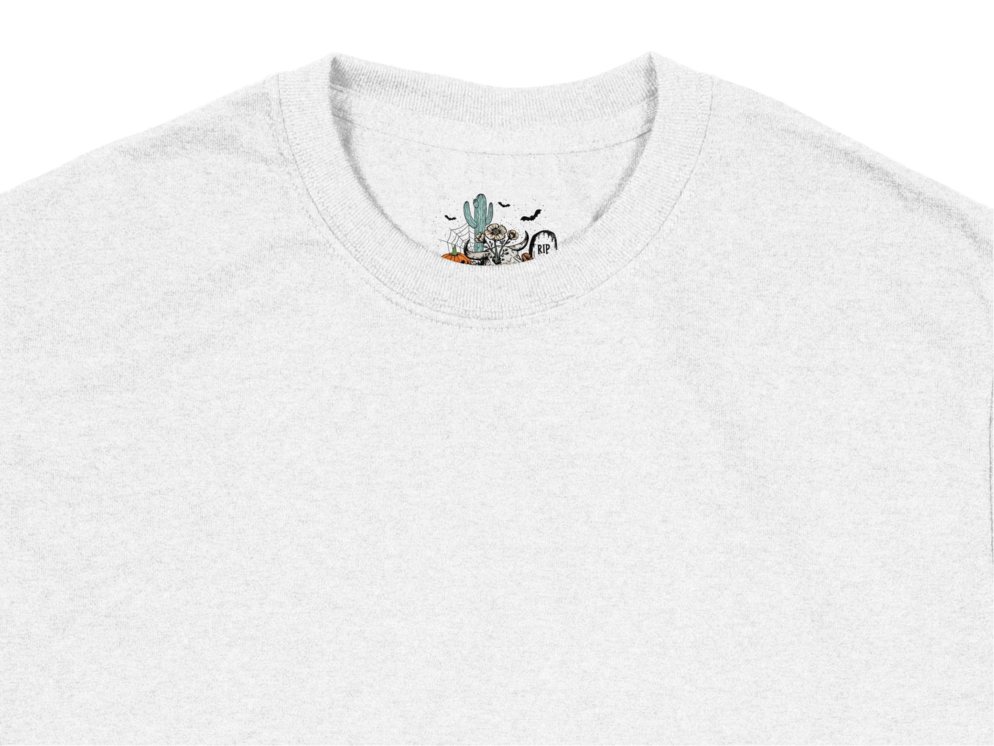 Unisex Gray T-shirt with Small Cactus and Elephant Embroidery, Soft Cotton Casual Tee, Subtle Animal Motif Shirt for All Ages