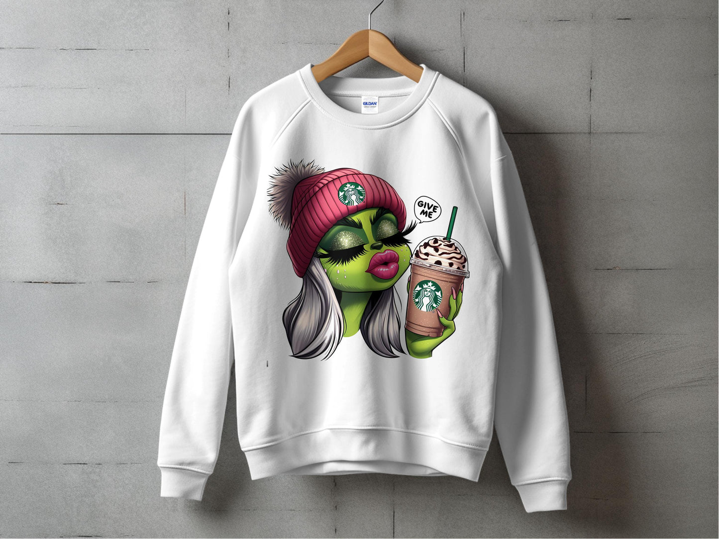 Trendy Graphic Sweatshirt, Zombie Starbucks Coffee Design, Casual Unisex Pullover, Unique Printed Top