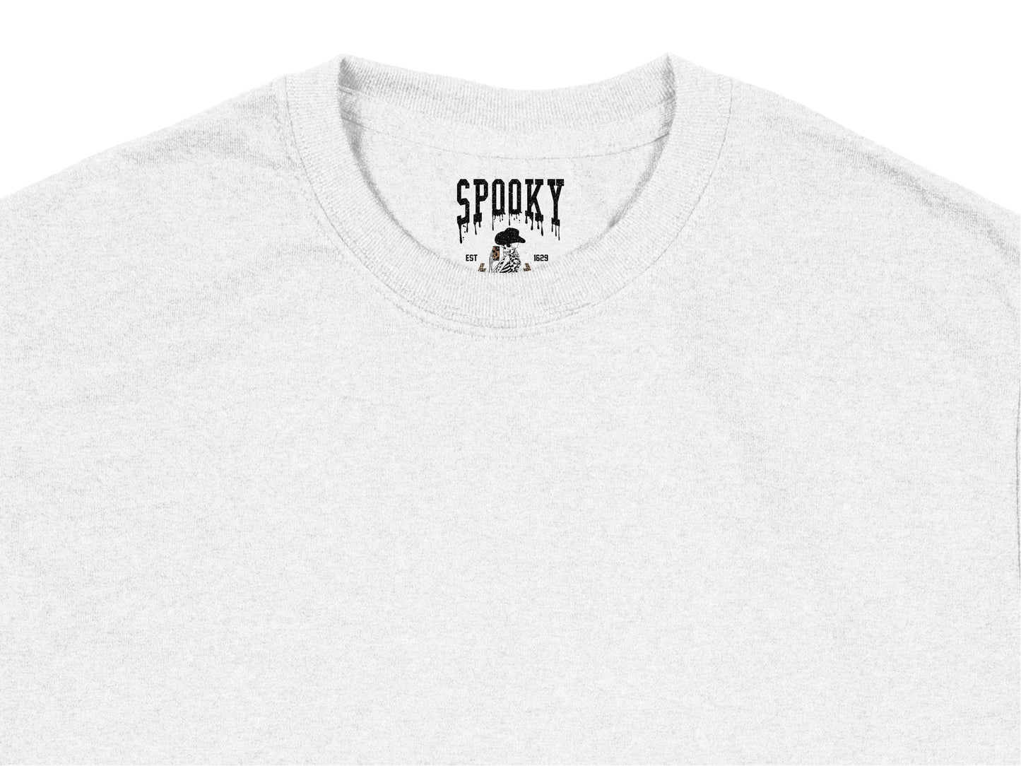 Spooky Text Graphic T-Shirt, Minimalist Halloween Tee, Simple Ghost Design, Unisex Casual Fashion Top