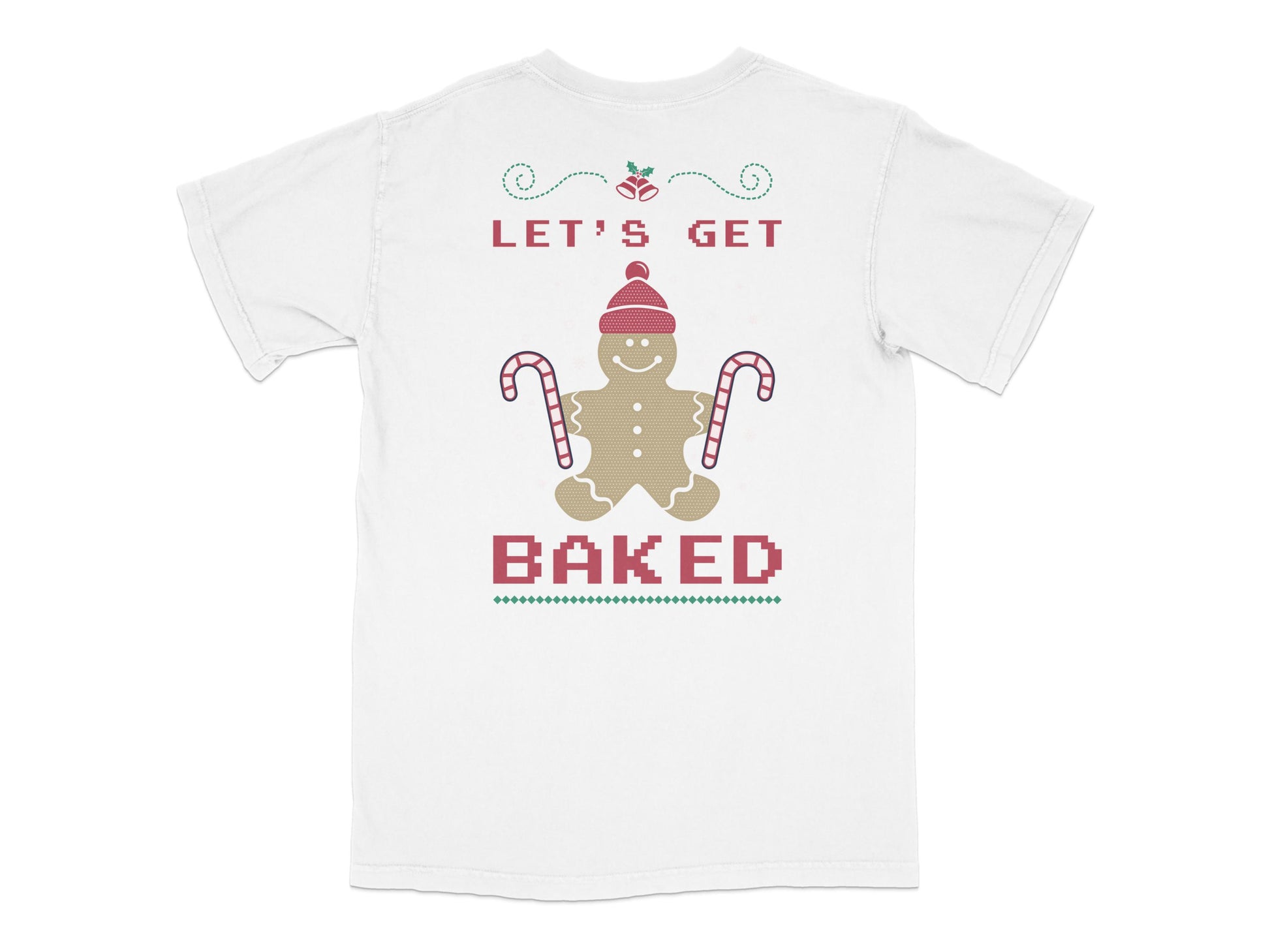 Let's Get Baked Gingerbread Man Christmas T-Shirt, Holiday Graphic Tee, Funny Xmas Shirt, Festive Winter Apparel for Adults