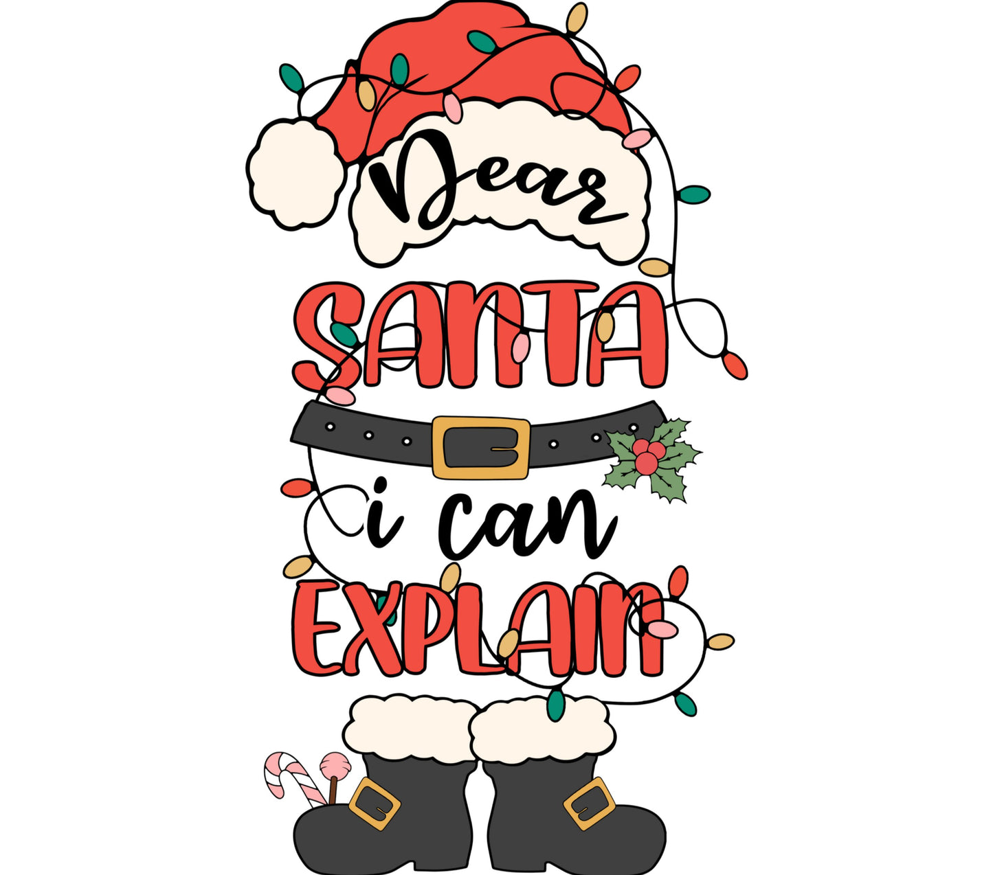 Dear Santa I Can Explain Christmas SVG, Funny Holiday Quote Design, Festive Santa Hat Graphic, Xmas Clipart, Digital Download