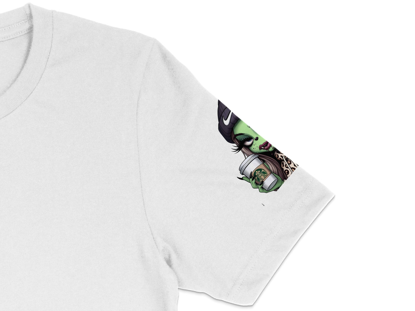 Unique White T-Shirt with Colorful Sleeve Print, Stylish Casual Graphic Tee, Unisex Fashion