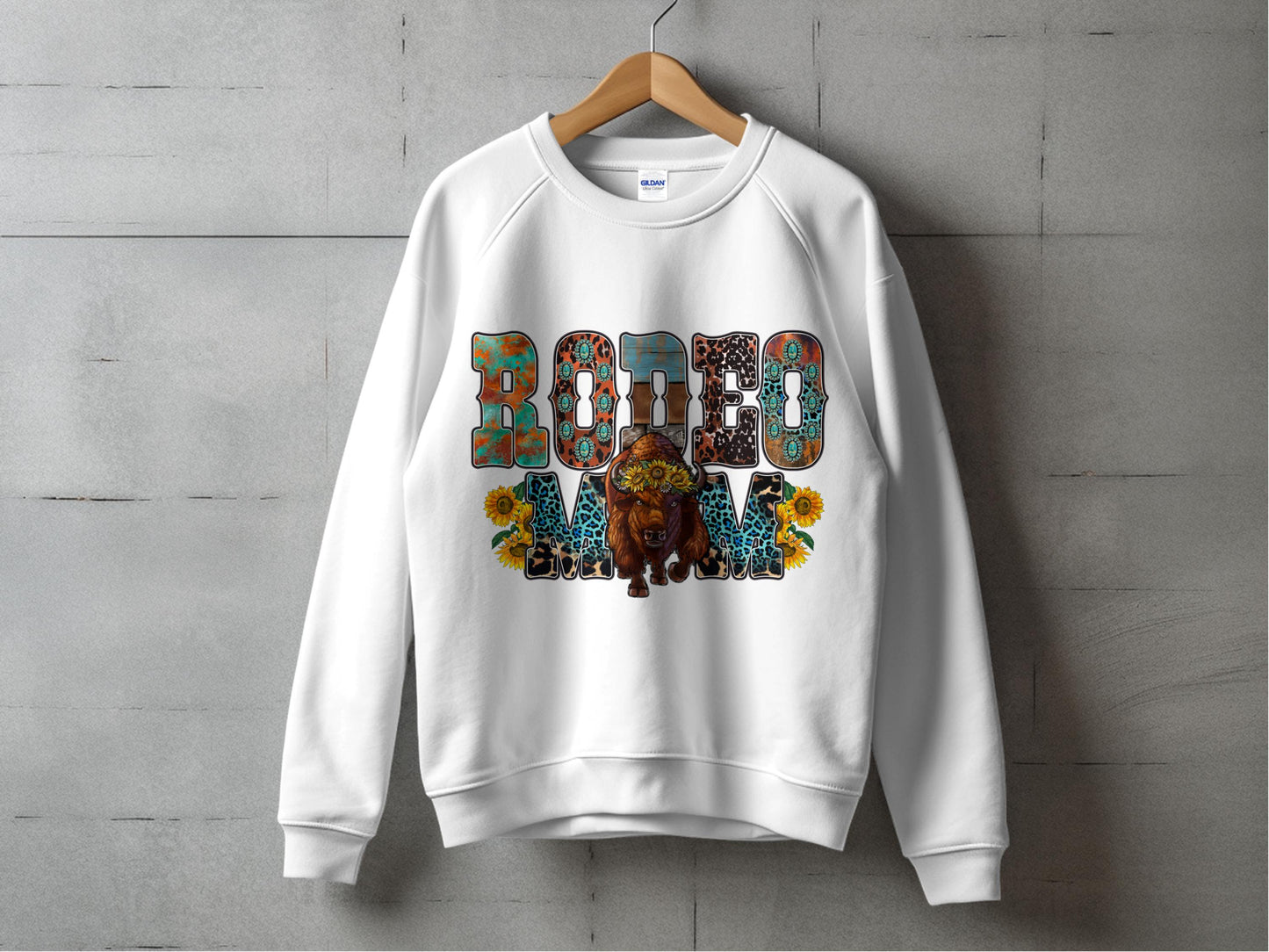 Rodeo Mom Graphic Sweatshirt, Floral Bull Design, Women's Western Casual Wear, Trendy Fall Fashion Top