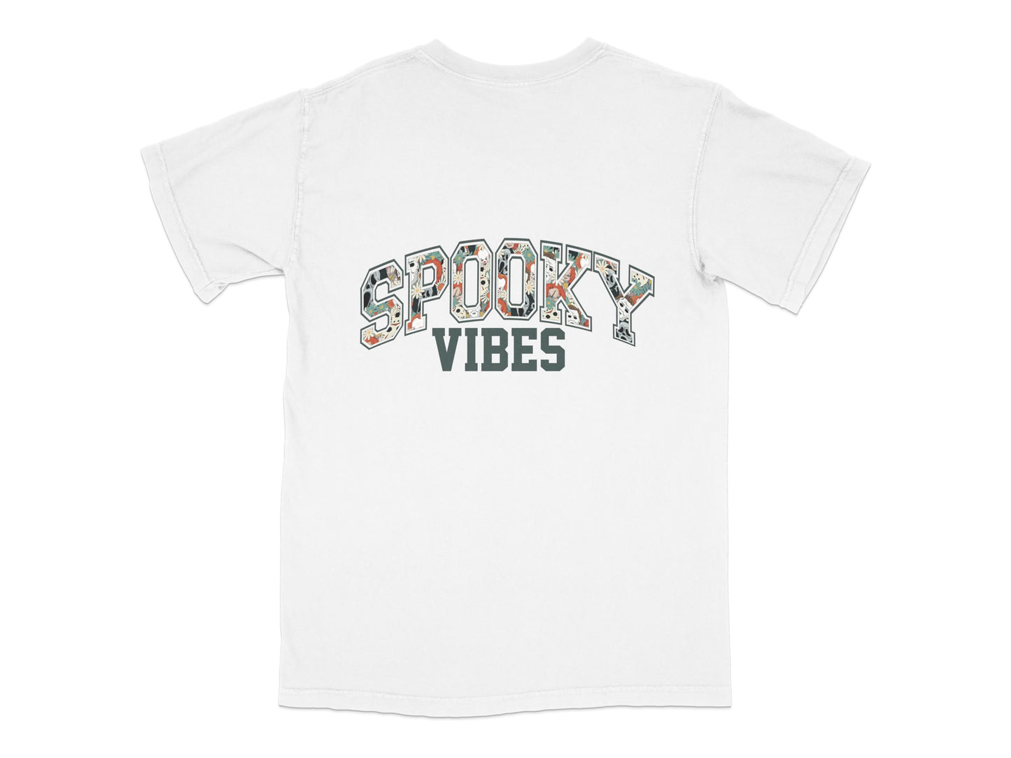 Spooky Vibes T-Shirt, Halloween Graphic Tee, Casual Unisex White Shirt for Fall Festivities