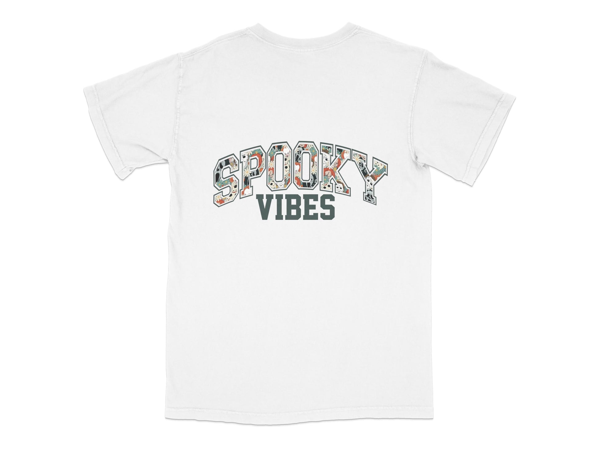 Spooky Vibes T-Shirt, Halloween Graphic Tee, Casual Unisex White Shirt for Fall Festivities