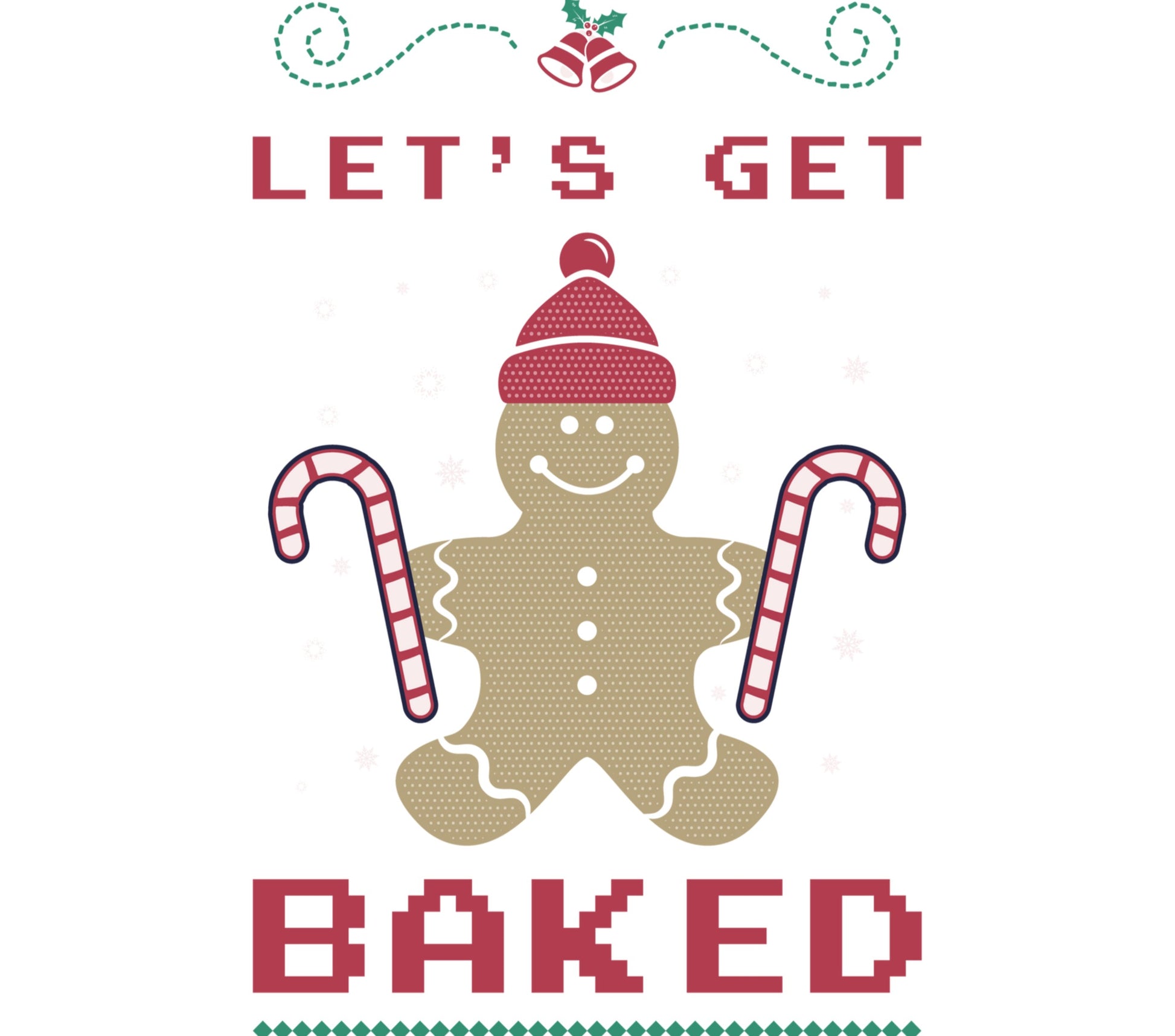 Let's Get Baked Gingerbread Man Christmas T-Shirt, Funny Holiday Graphic Tee, Festive Winter Apparel Gift