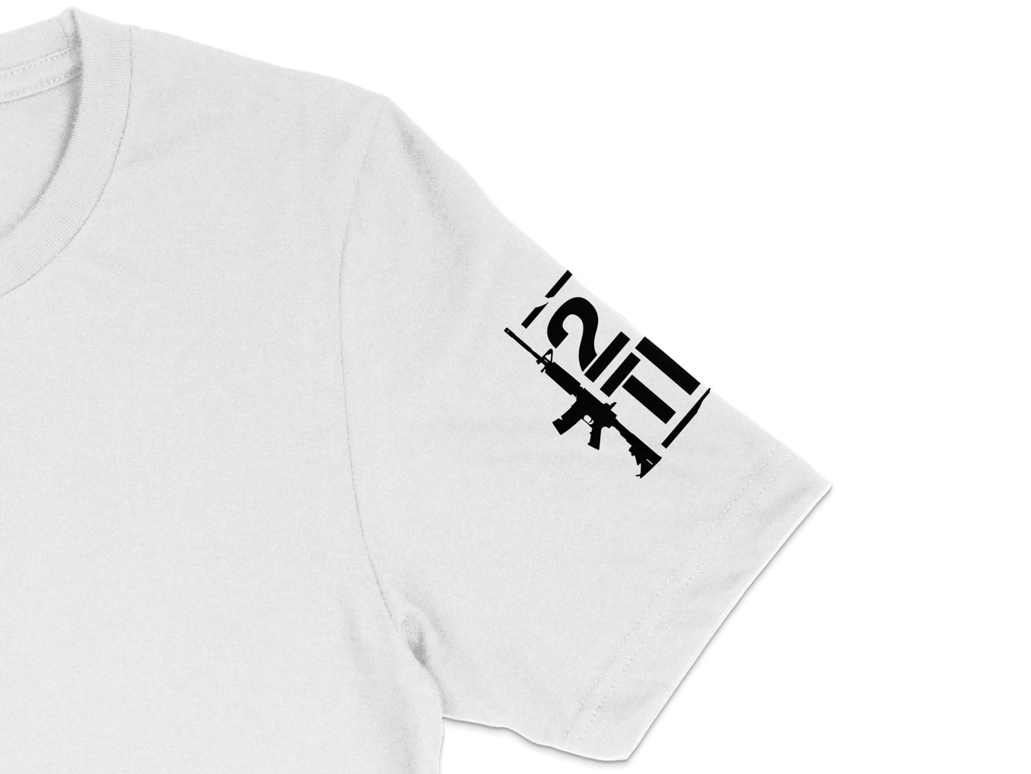 Unisex White T-Shirt with Black Love Gun Design, Stylish Graphic Tee, Casual Fashion Top