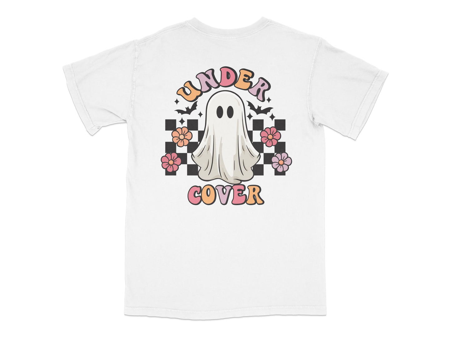 Cute Ghost T-Shirt 'Under Cover' Quirky Halloween Ghost Tee with Floral Design