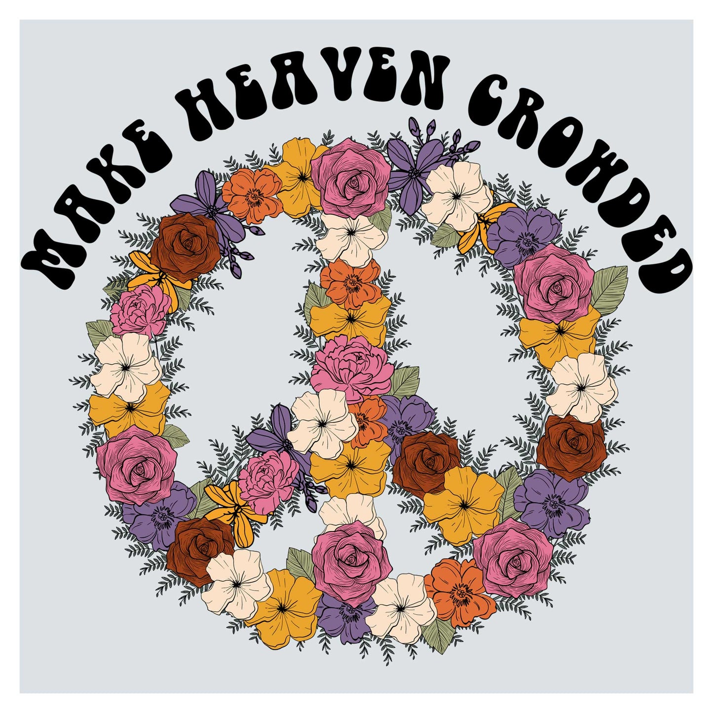 a peace sign made up of flowers