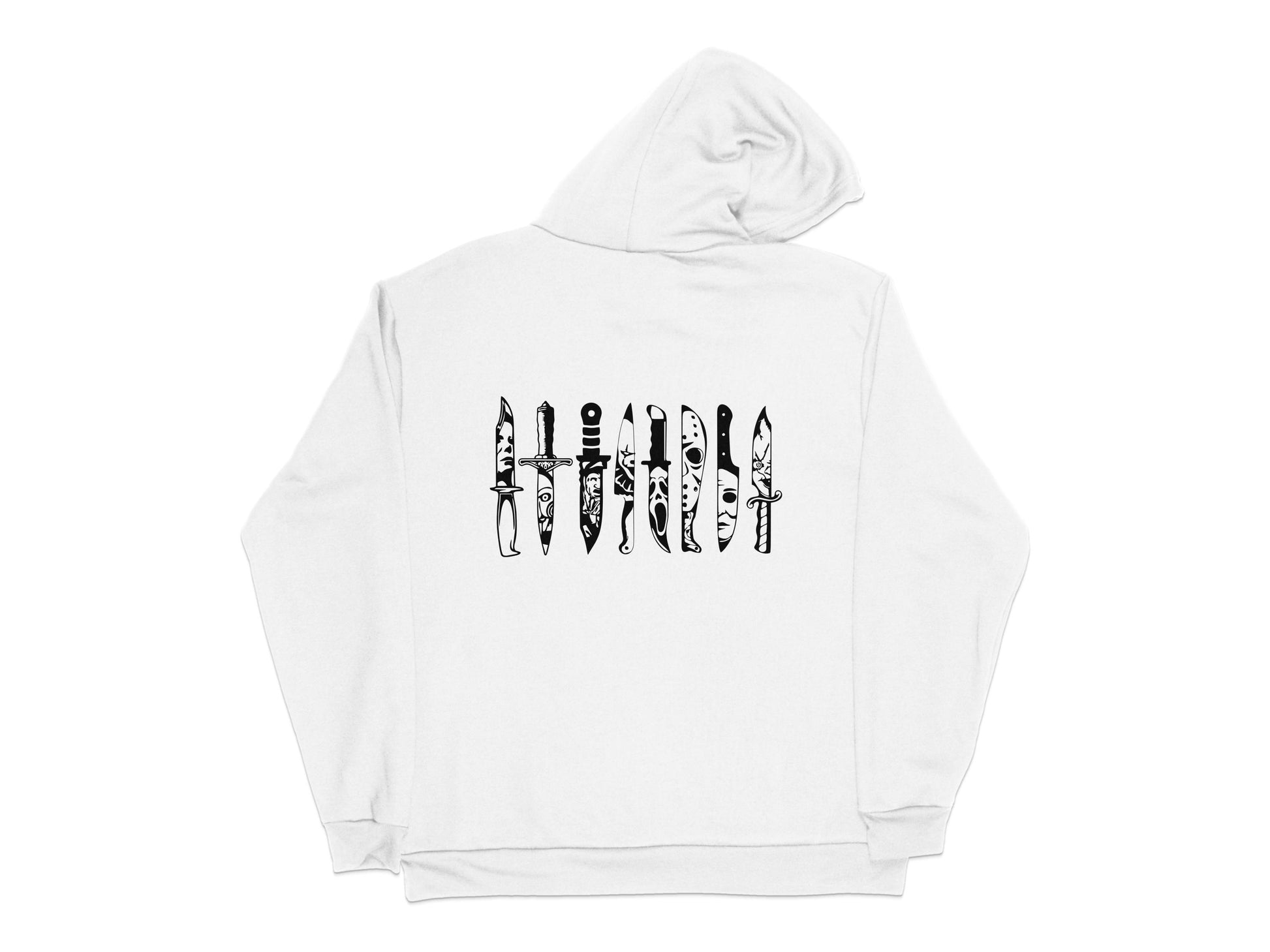 White Hoodie with Black Graphic Pens Design, Unisex Casual Streetwear, Stylish Autumn Apparel