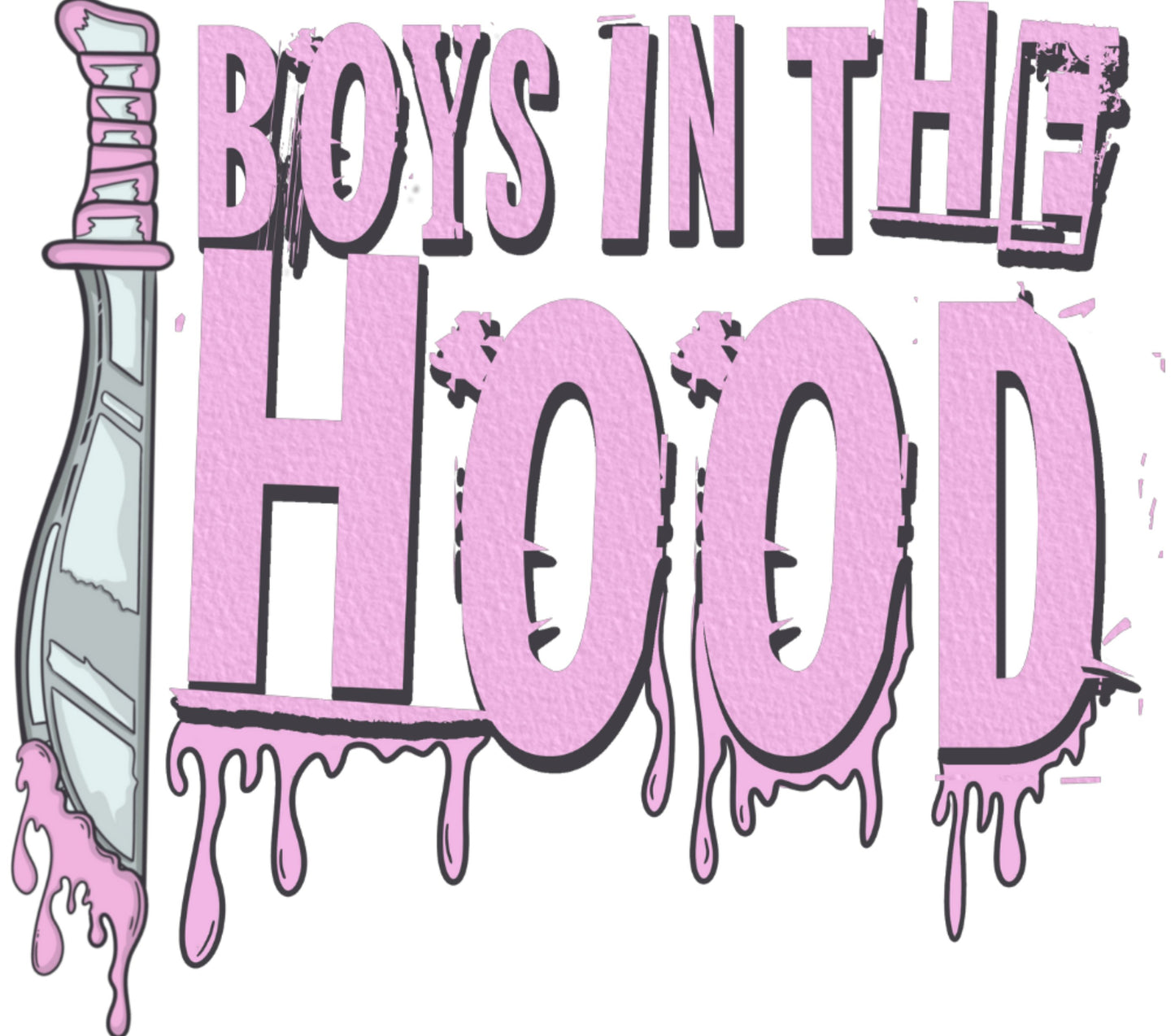Boys in the Hood Pink Graffiti Style Text and Flask Graphic T-Shirt Design
