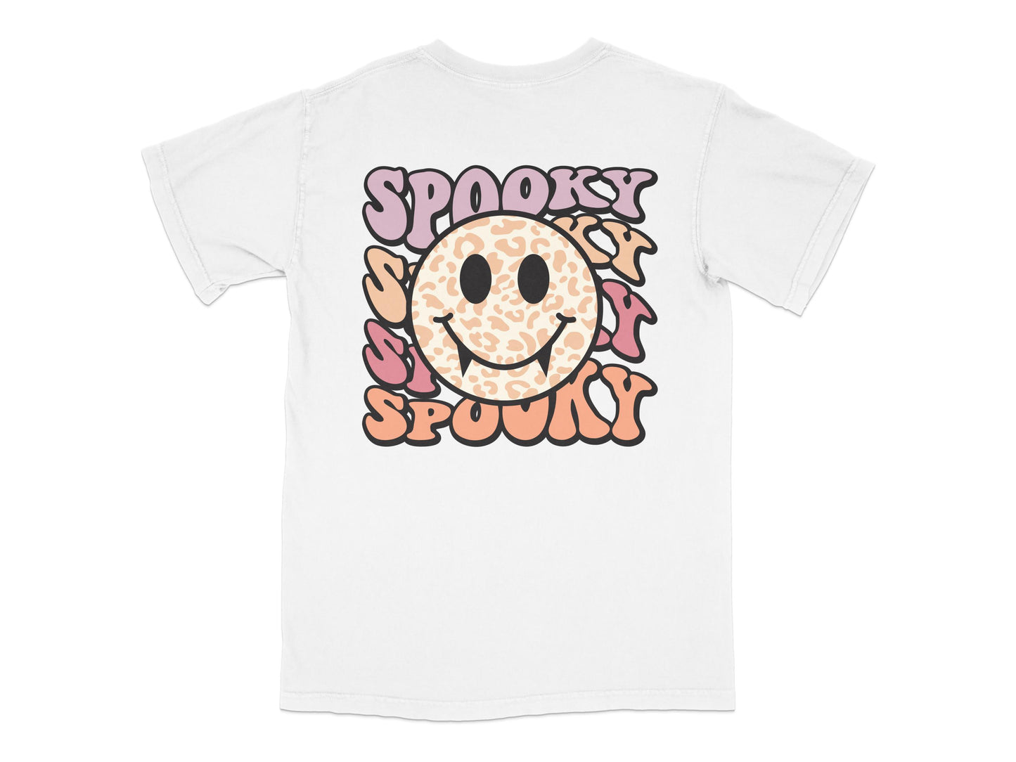 Spooky Cookie Graphic T-Shirt, Cute Halloween Cartoon Tee, Unisex Casual Wear, Light Pink Shirt