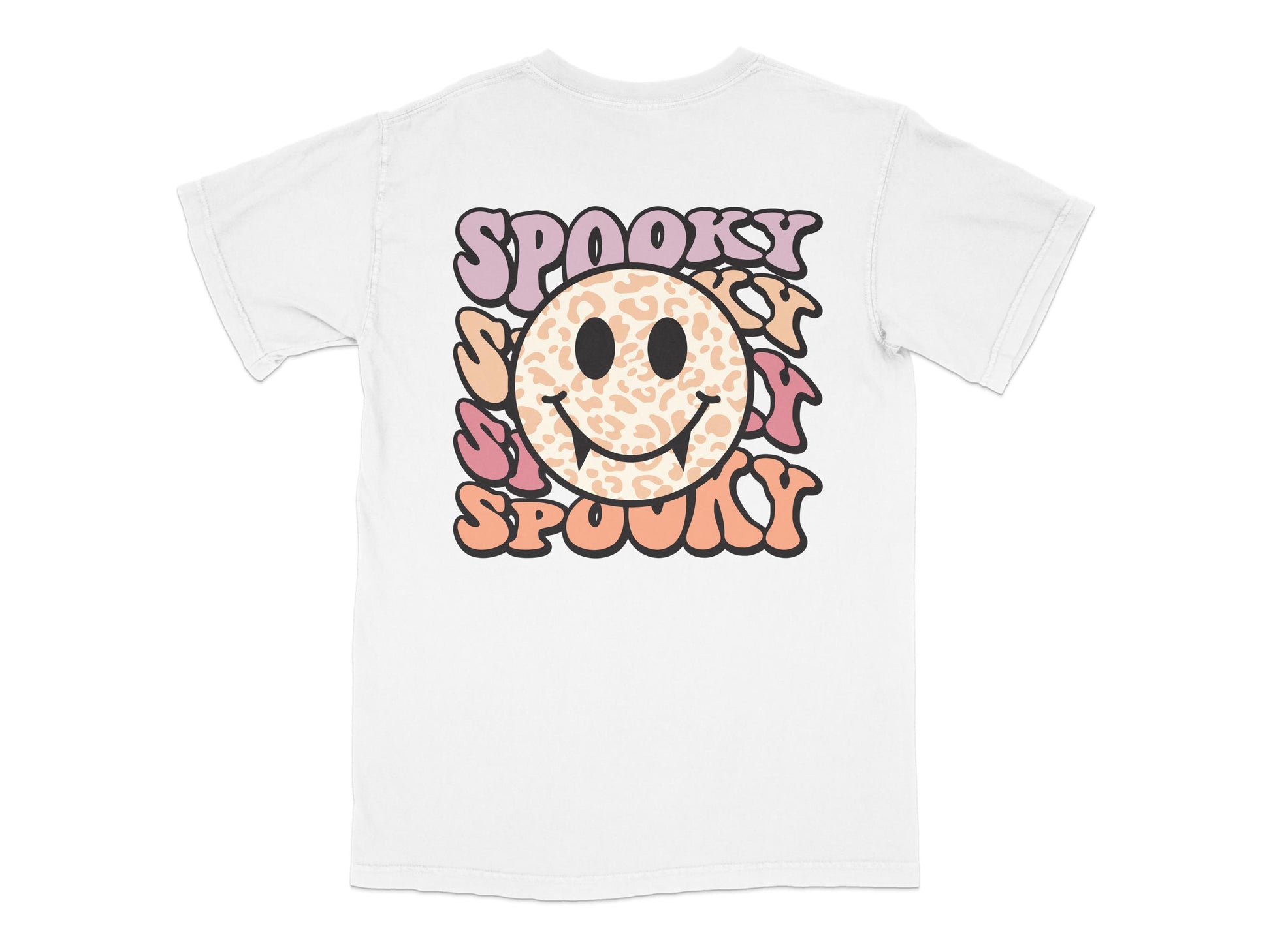 Spooky Cookie Graphic T-Shirt, Cute Halloween Cartoon Tee, Unisex Casual Wear, Light Pink Shirt