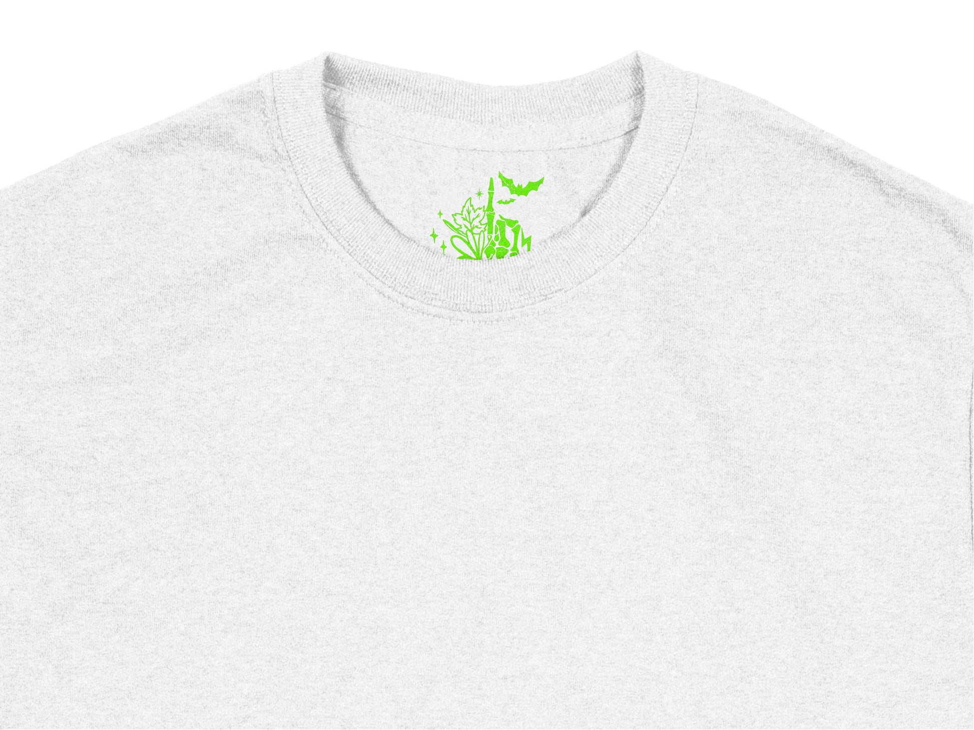 Light Grey Crewneck T-Shirt with Small Green Fern Embroidery, Unisex Soft Cotton Tee, Casual Summer Fashion