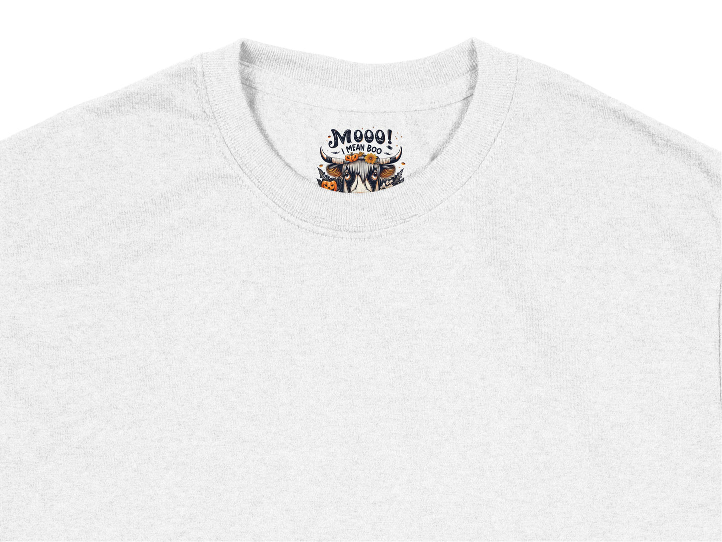 Grey Cat Halloween T-Shirt, Meow Boo Graphic Tee, Spooky Cute Casual Shirt for Cat Lovers