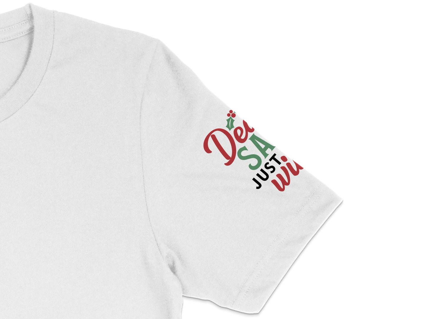 Festive Holiday T-Shirt, 'Deja Just Wish' Text, Colorful Christmas Graphic, Casual Winter Apparel