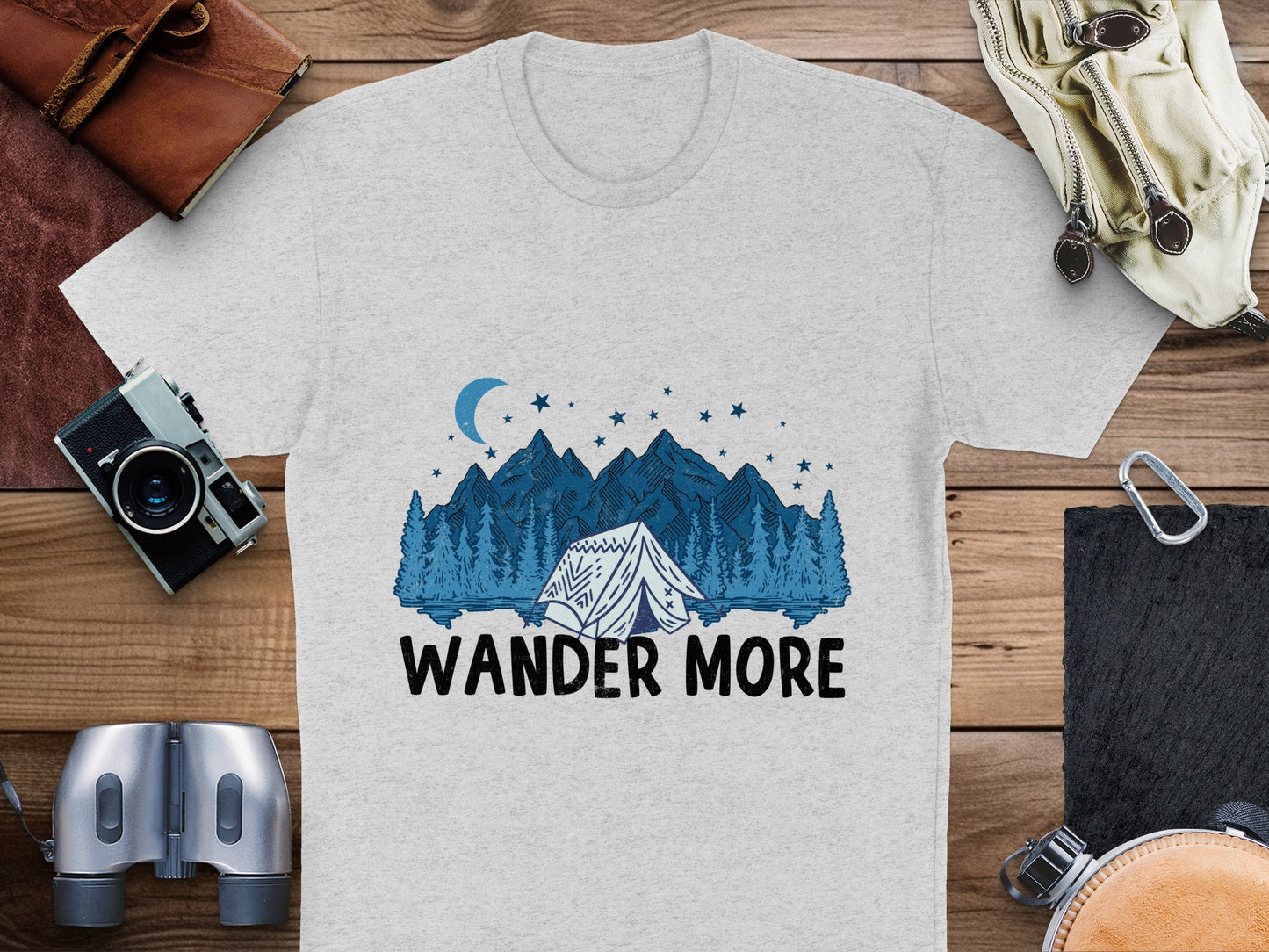 Wander More Mountain Graphic T-Shirt, Nature Hiking Camping Tee, Adventure Outdoor Unisex Shirt, Travel Gift Cotton Top