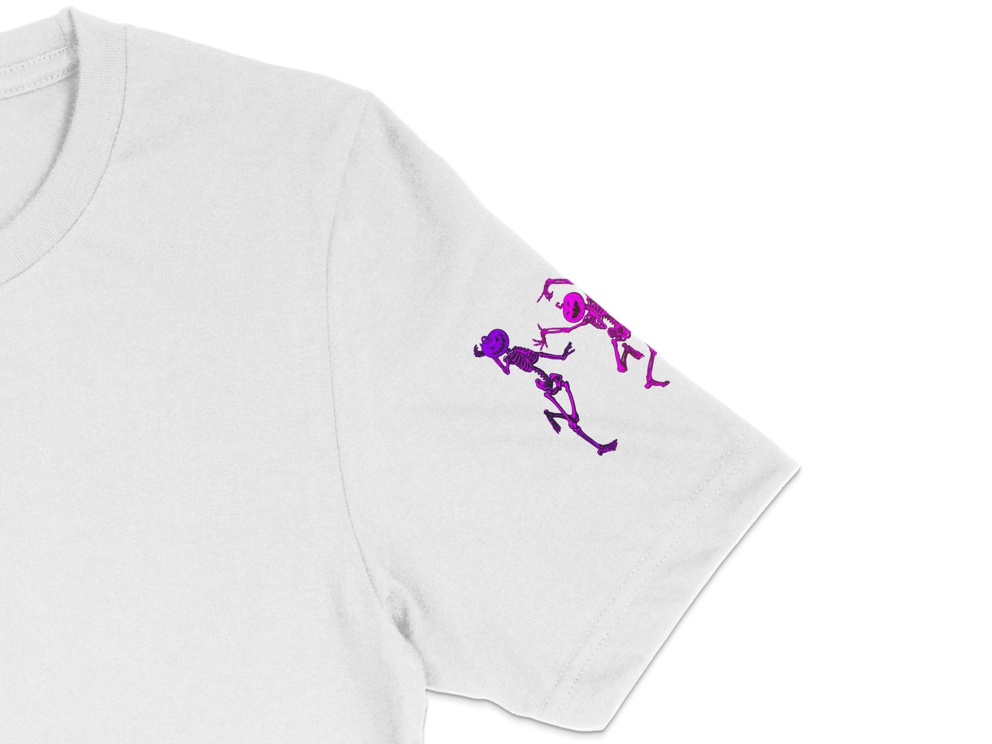 Skeleton Runners T-Shirt, Purple Print on White Tee, Athletic Graphic, Casual Sportswear, Unique Design, Men's Fashion